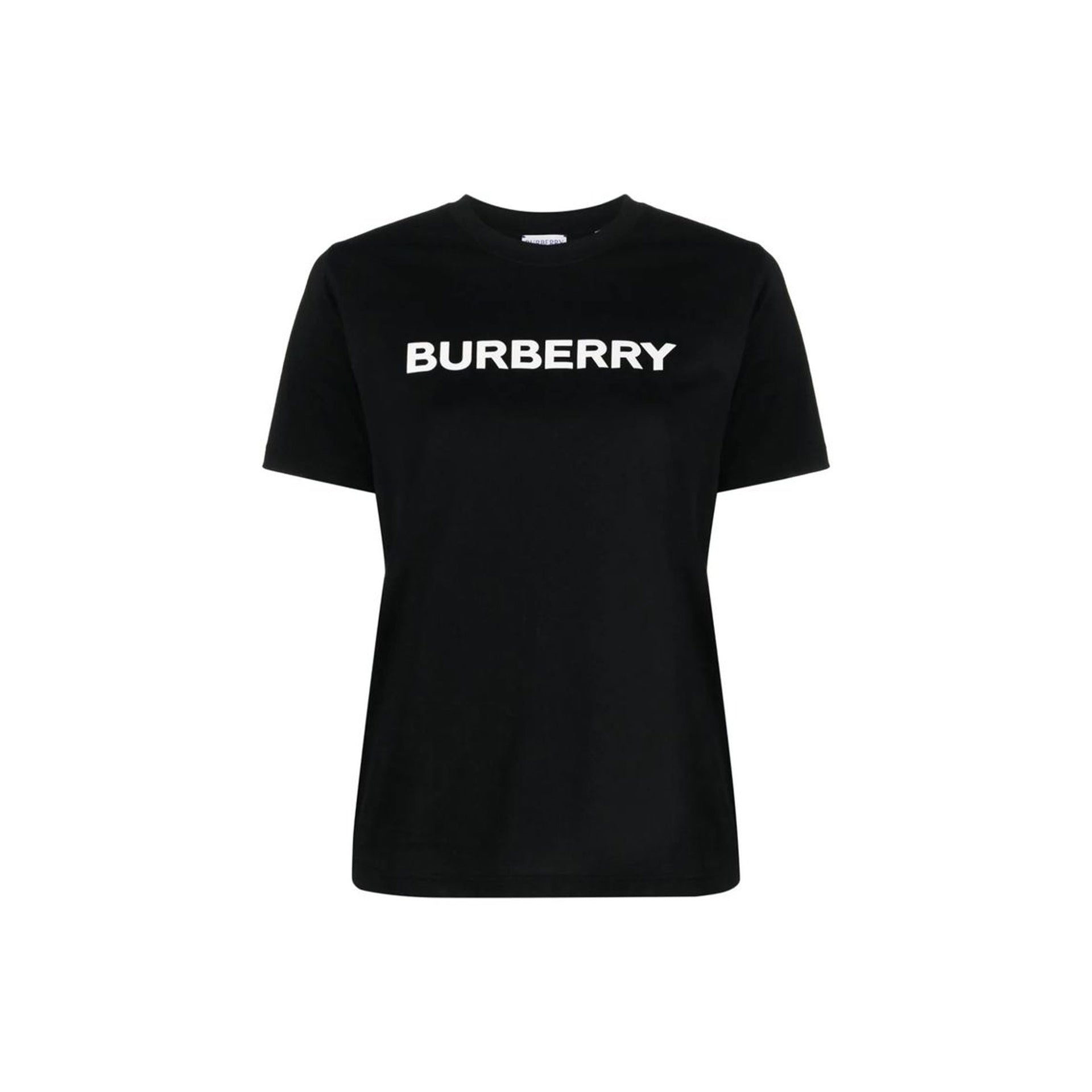 Contrast Logo Black Cotton T-Shirt