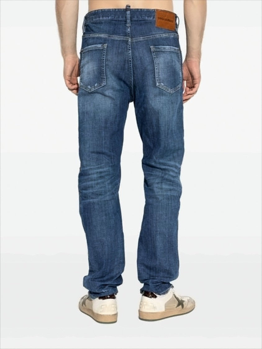 Straight-Leg Distressed Denim Pants
