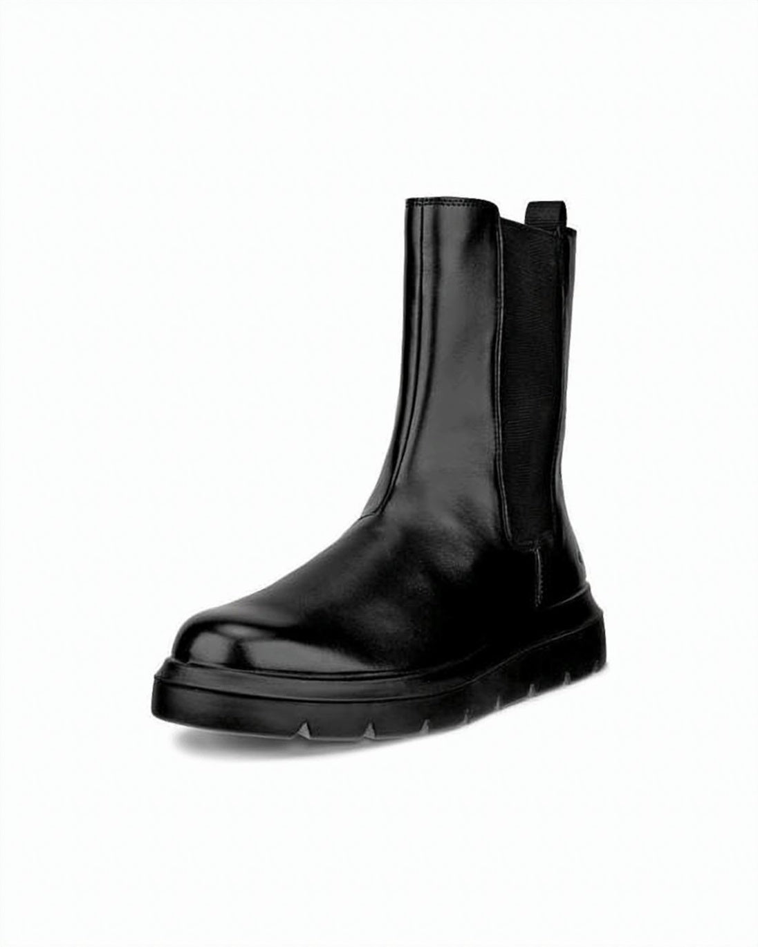 Minimalist Black Leather Boots with Rubber Sole