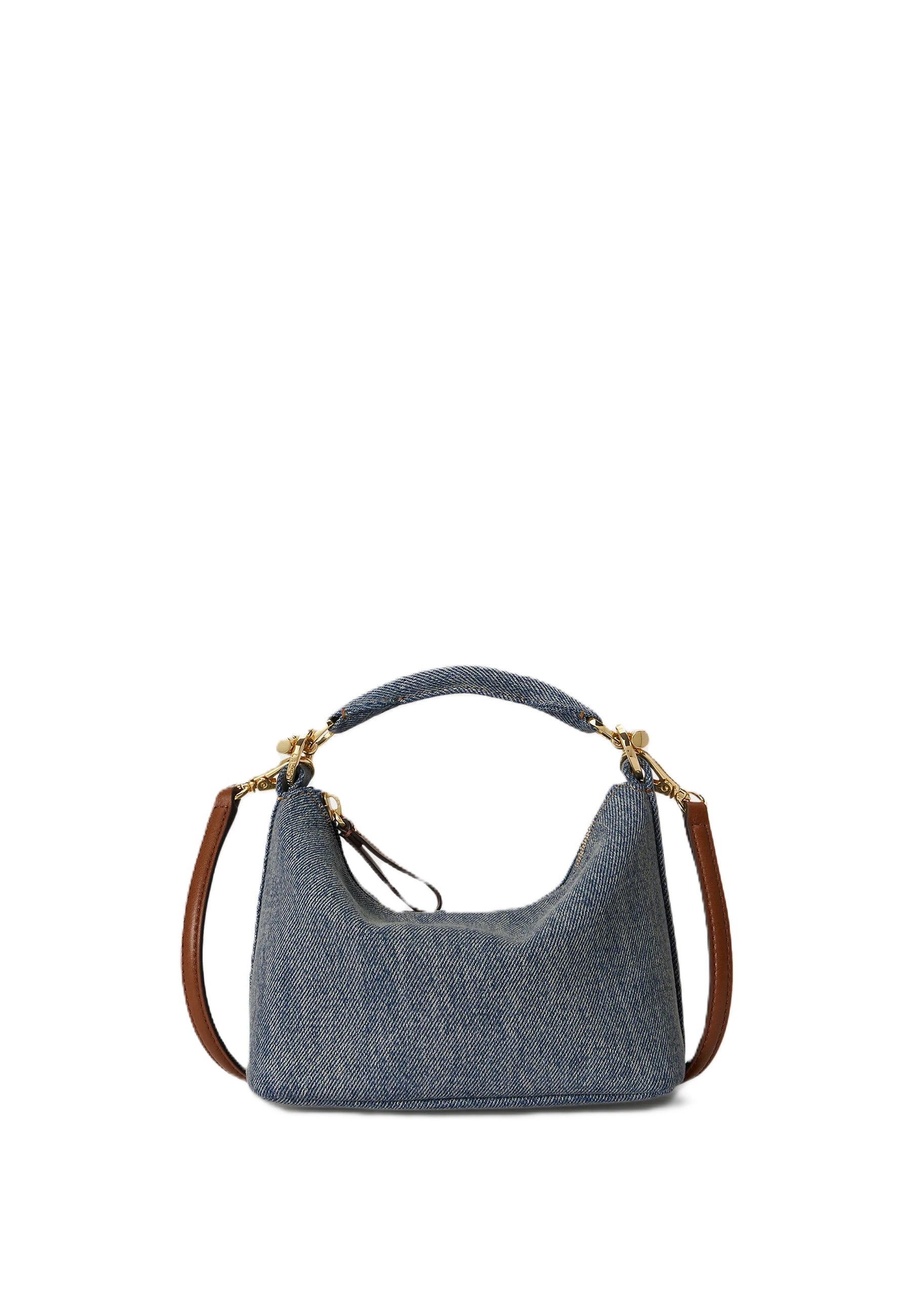 Slouchy Denim Handbag with Versatile Leather Straps
