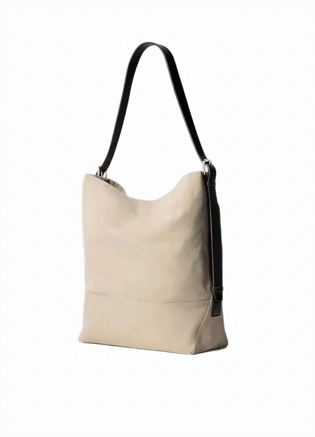 Neutrals Slouchy Cotton Leather Tote Bag
