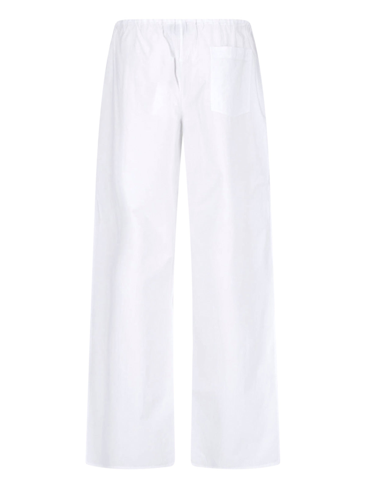 White Relaxed Wide-Leg Elastic Trousers
