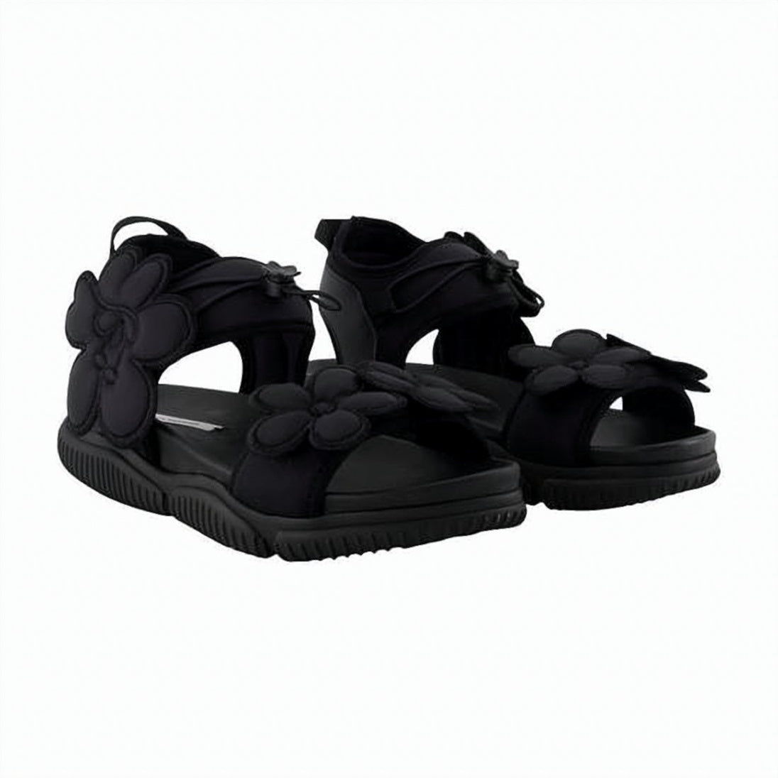 Neutrals Cowhide Leather Neoprene Floral Sandals