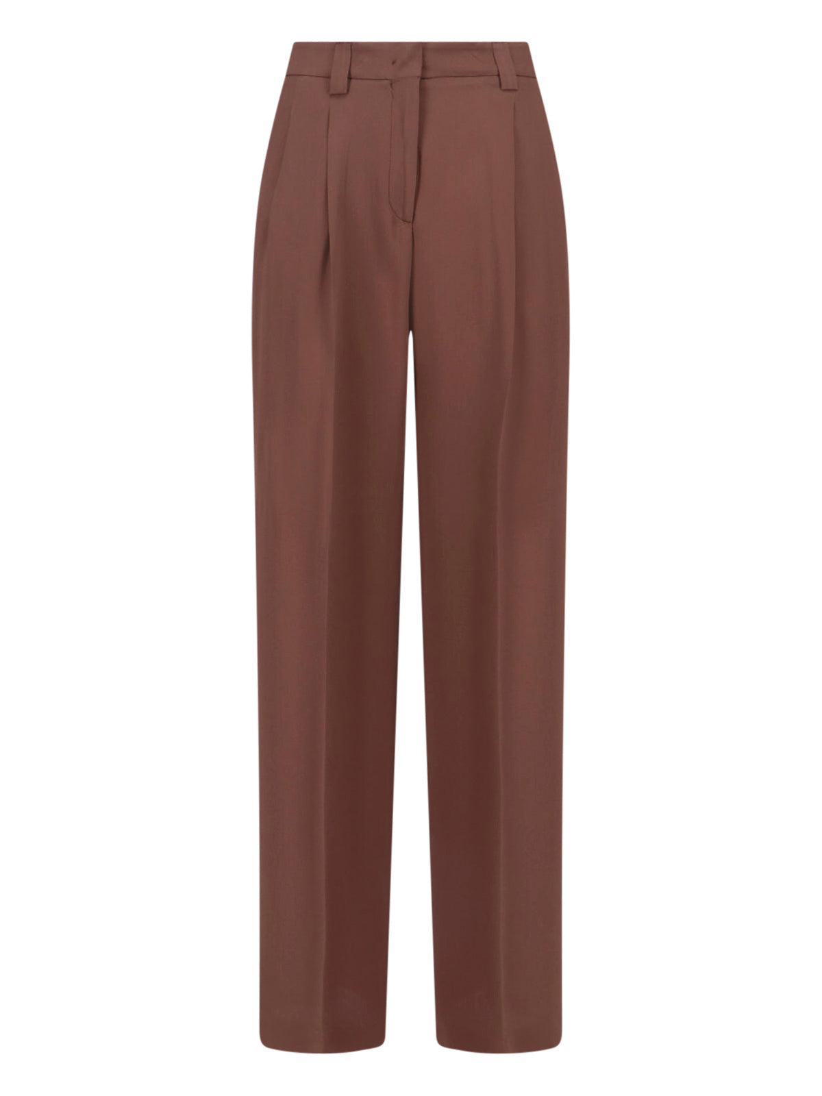 Brown Tailored Silk Blend Pants