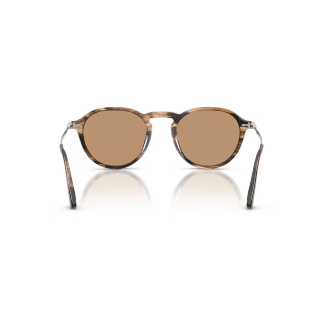 0po3383s Rounded Tortoiseshell Acetate Sunglasses with Metal Temples