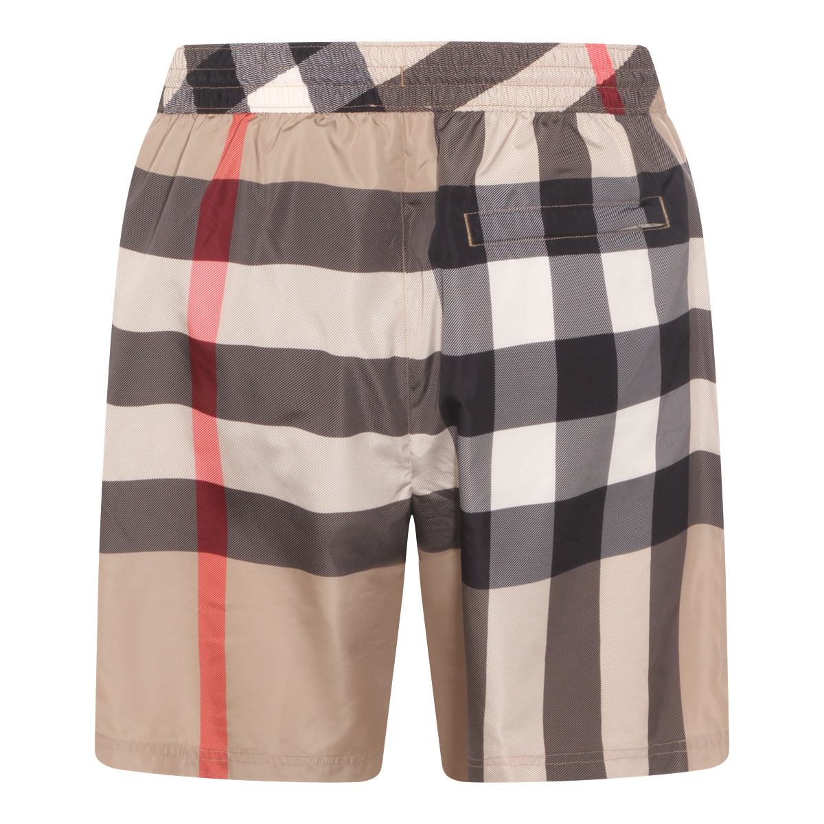 Beige Signature Pattern Swim Shorts