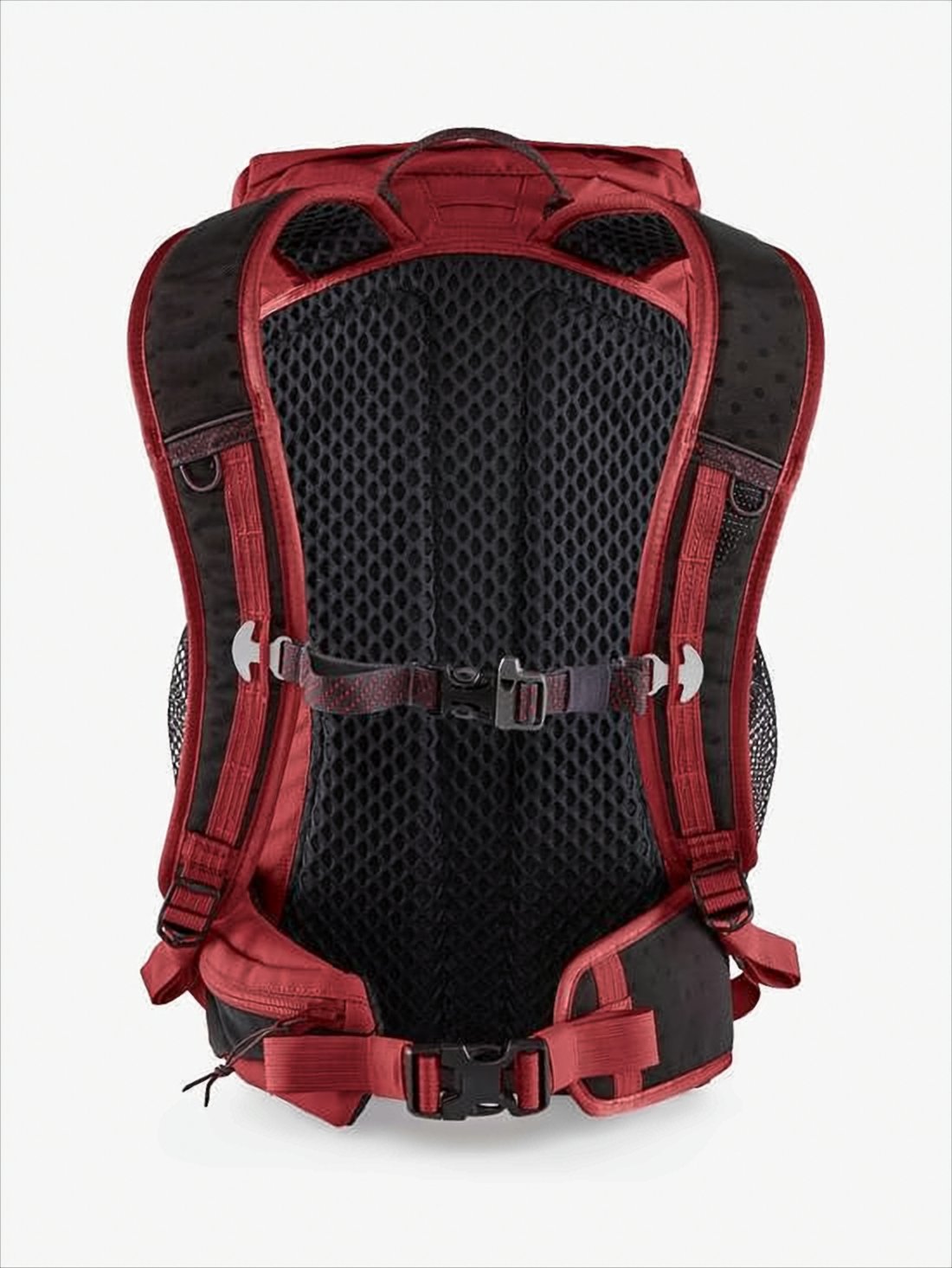 Red Polyamide Backpack with Mesh Side Pockets