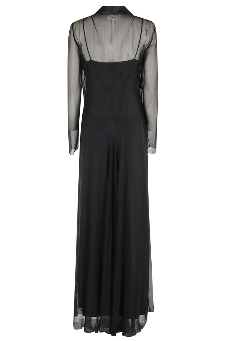 Flowing Black Silk Maxi Dress