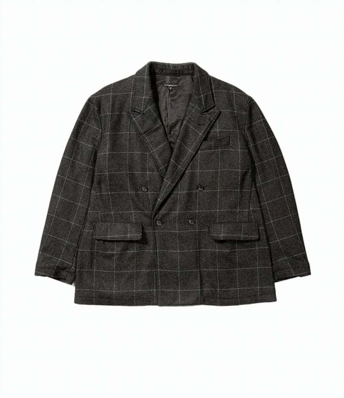 Double-Breasted Checkered Jacket with Structured Silhouette