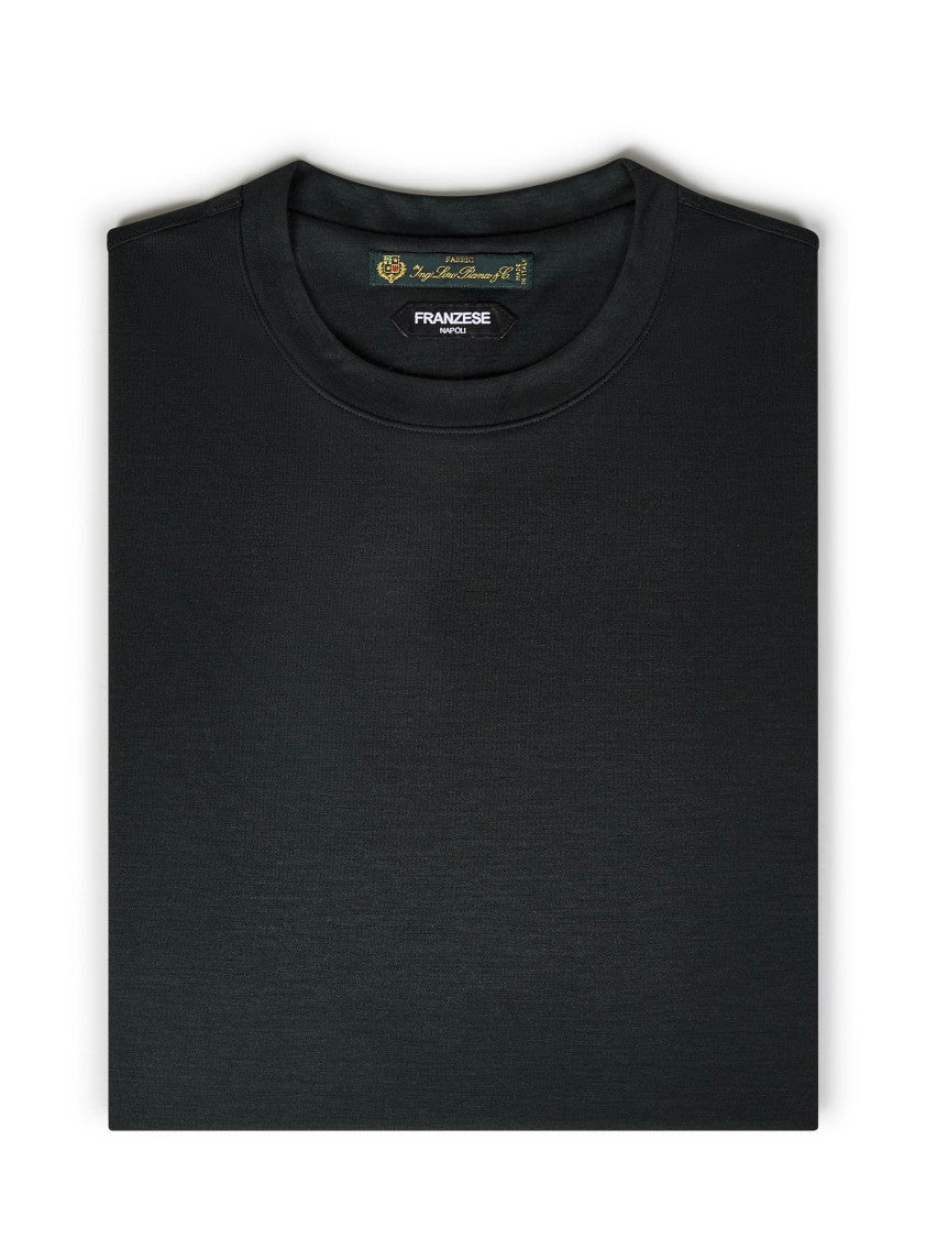 Crew Neck T-Shirt In Soft Wool With Design