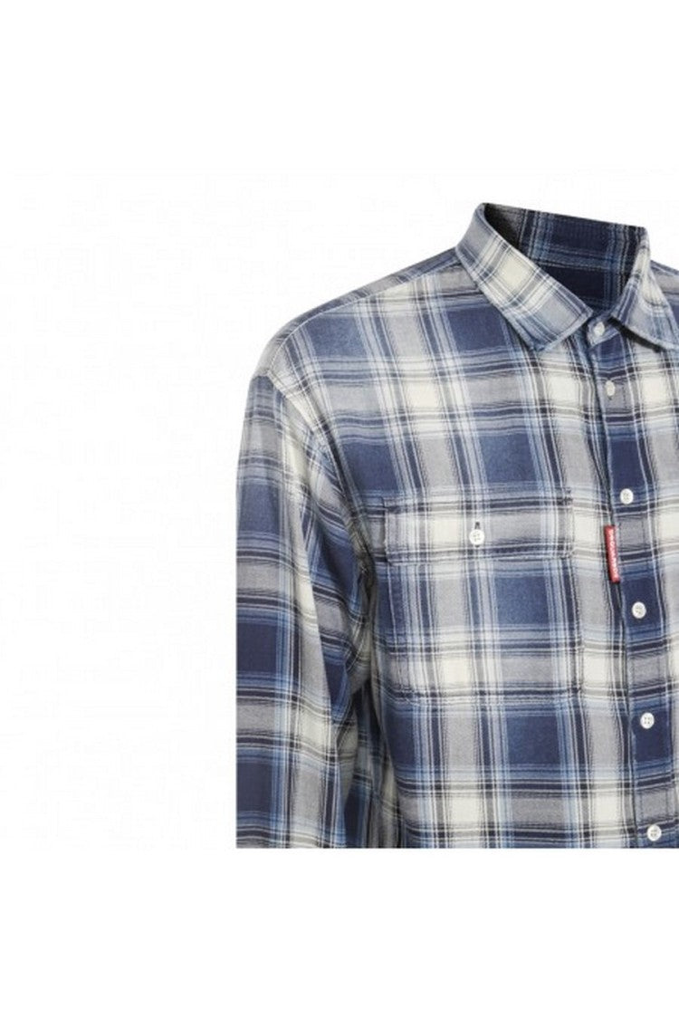 Classic Plaid Cotton Shirt With Button-Down Collar