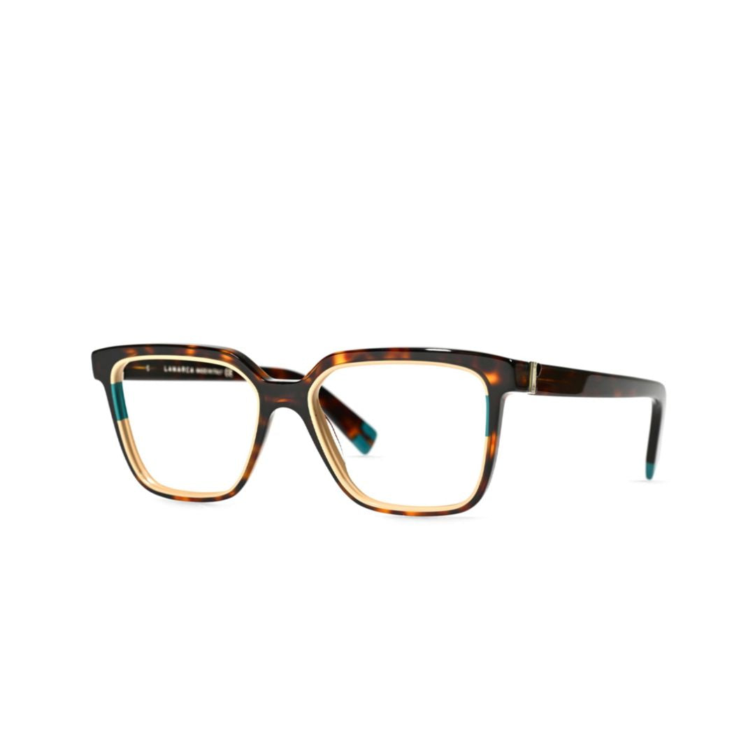 Policromie 187 Rectangular Tortoiseshell Eyeglasses with Teal Accents