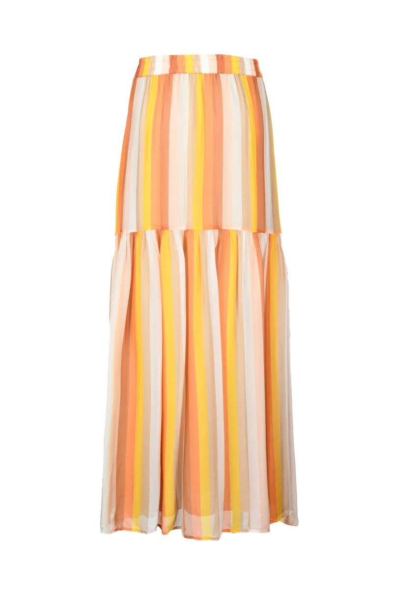 Vertical Striped Tiered Maxi Skirt