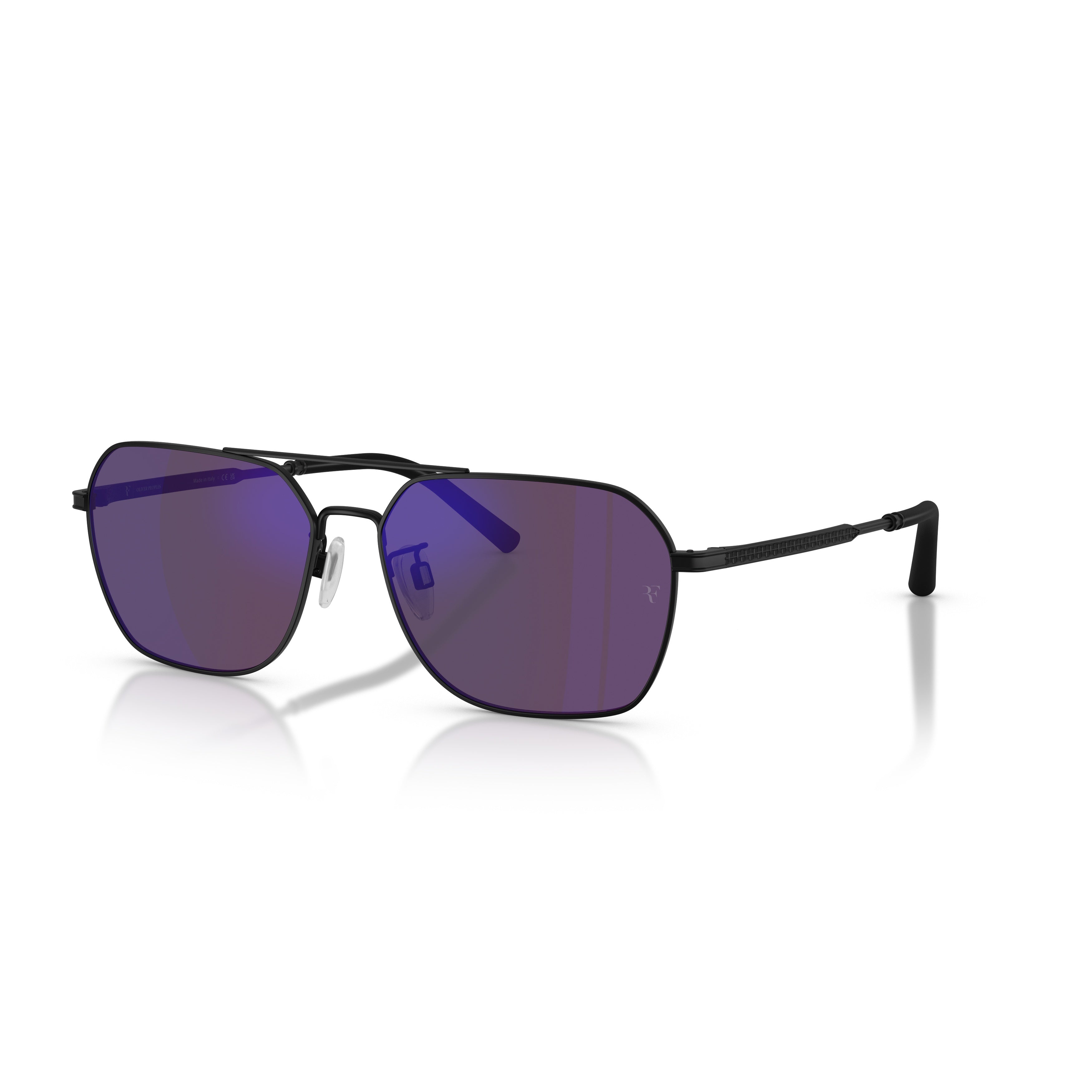 0ov1377s Rectangular Steel Frame Sunglasses with Double Bridge Design