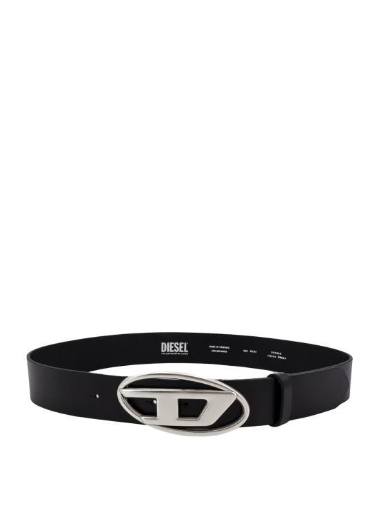 Leather Belt with Distinctive Silver-tone Oval Buckle