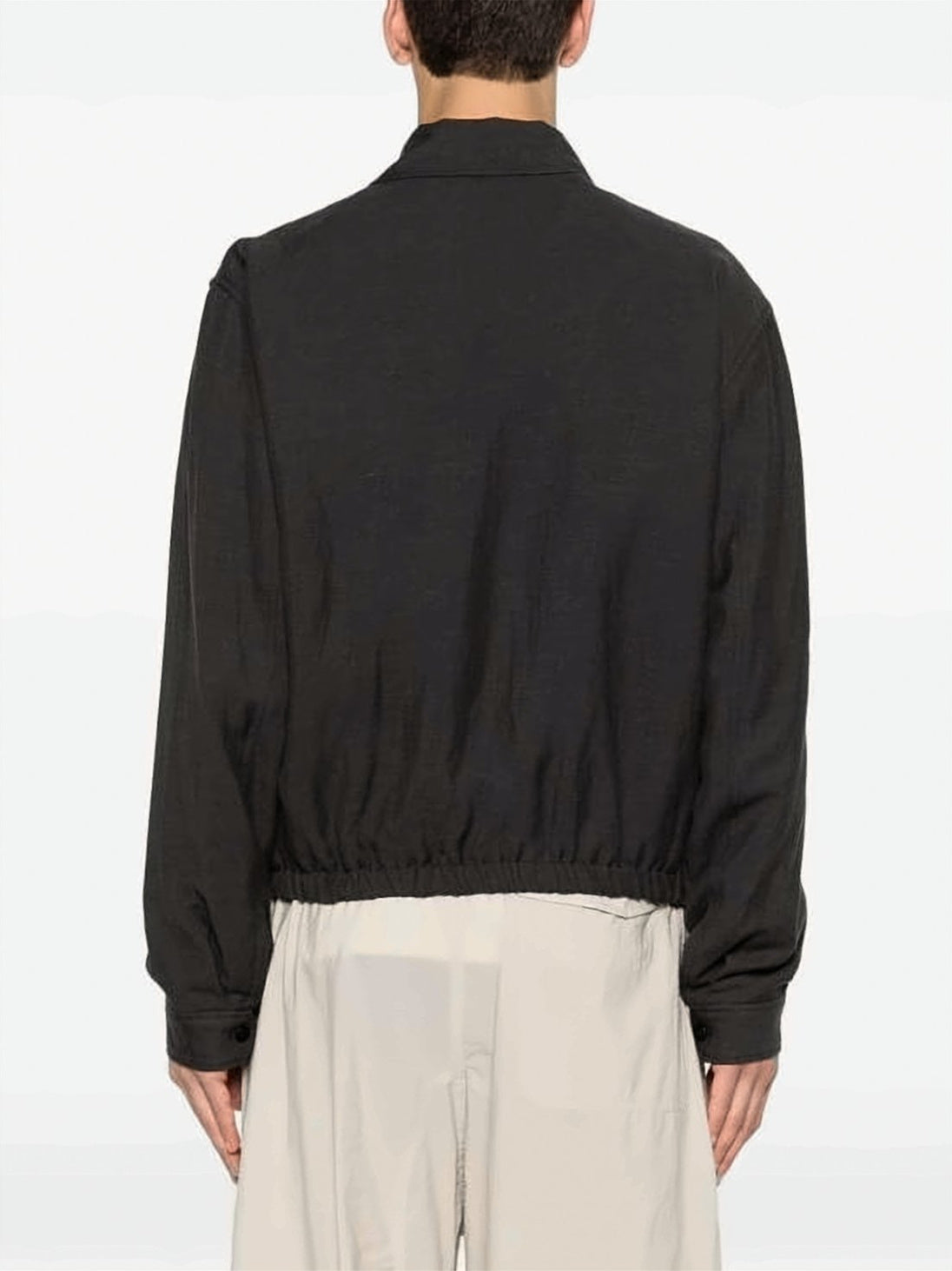 Cropped Black Jacket with Classic Collar