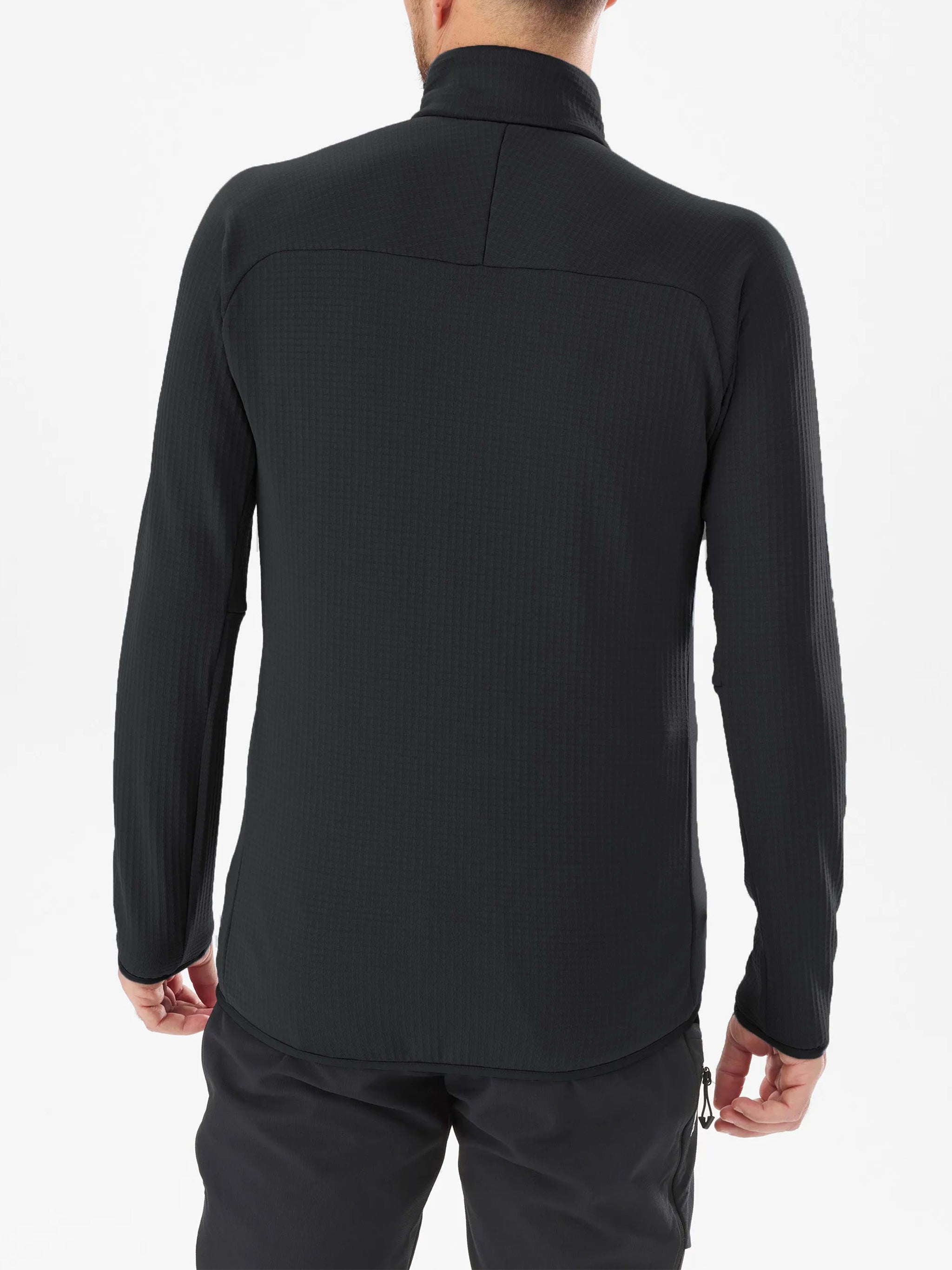 Black Fusion Grid Fitted Zippered Jacket