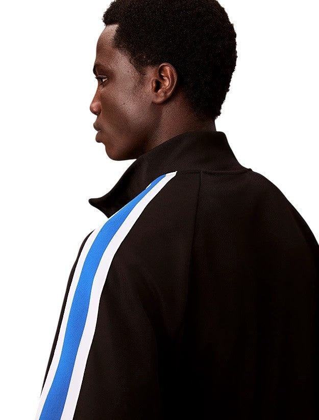 Mandarin Collar Sweatshirt with Rib-Knit Details