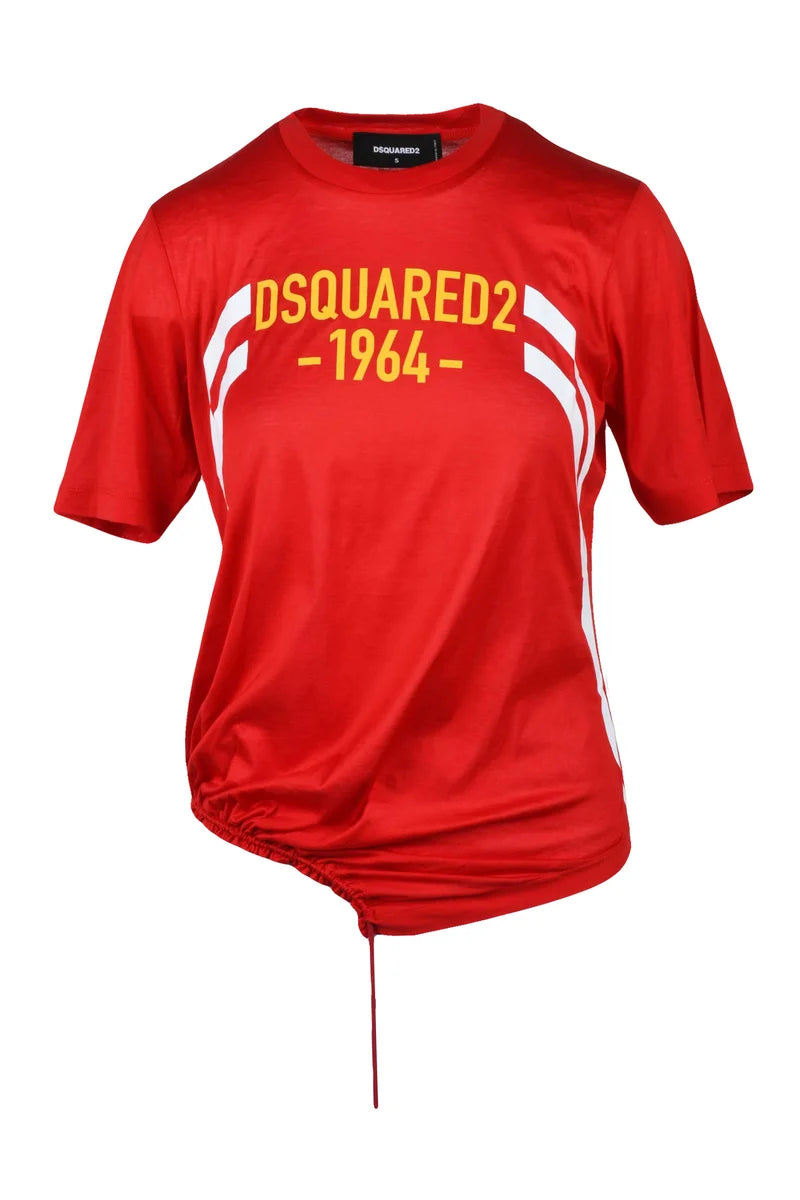 Asymmetrical Hem Red T-Shirt
