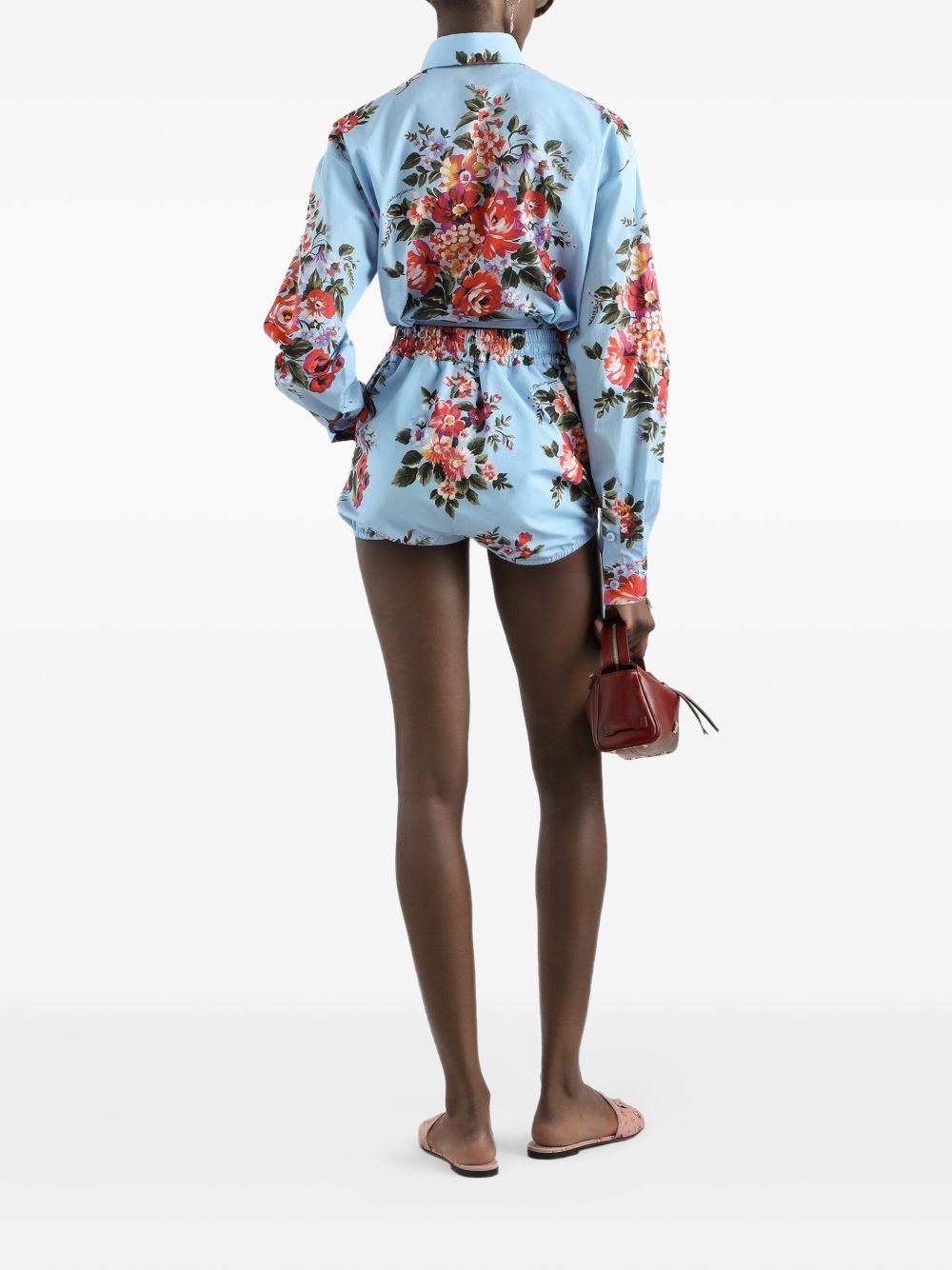Cropped Floral Print Shirt