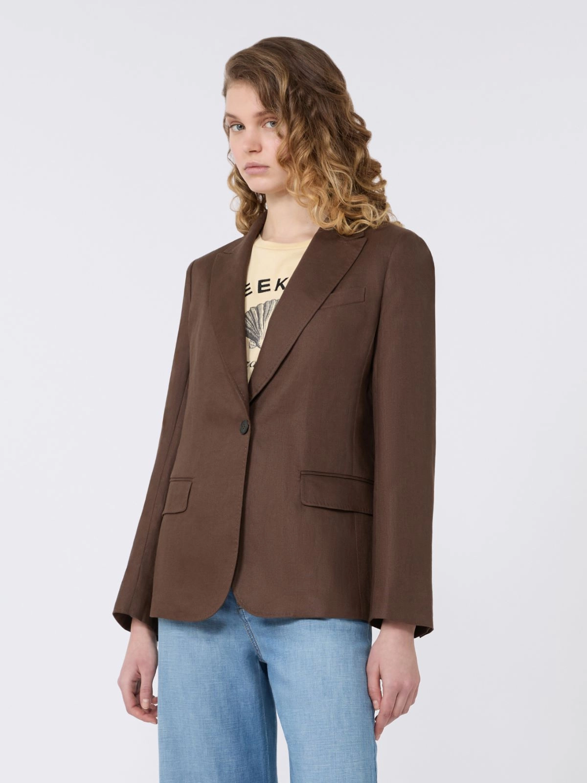 Tailored Blazer with Notch Lapel and Single-Button Closure