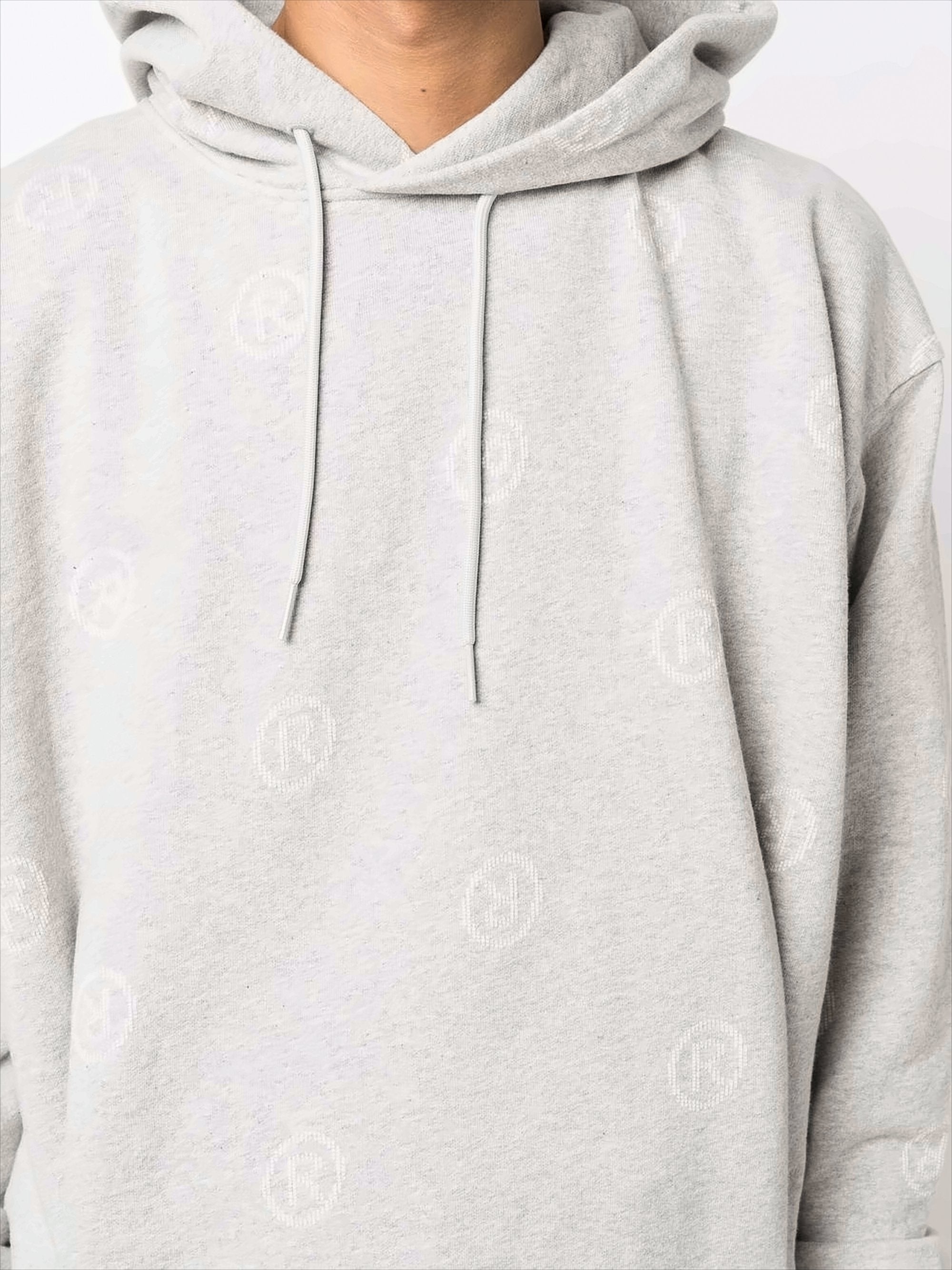 Relaxed Fit Grey Cotton Logo Hoodie