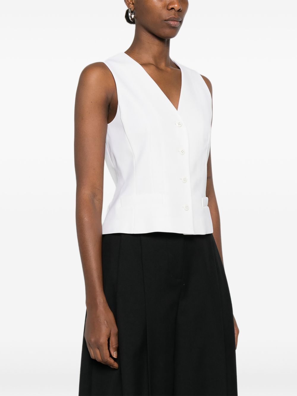Slightly Fitted White Wool Vest
