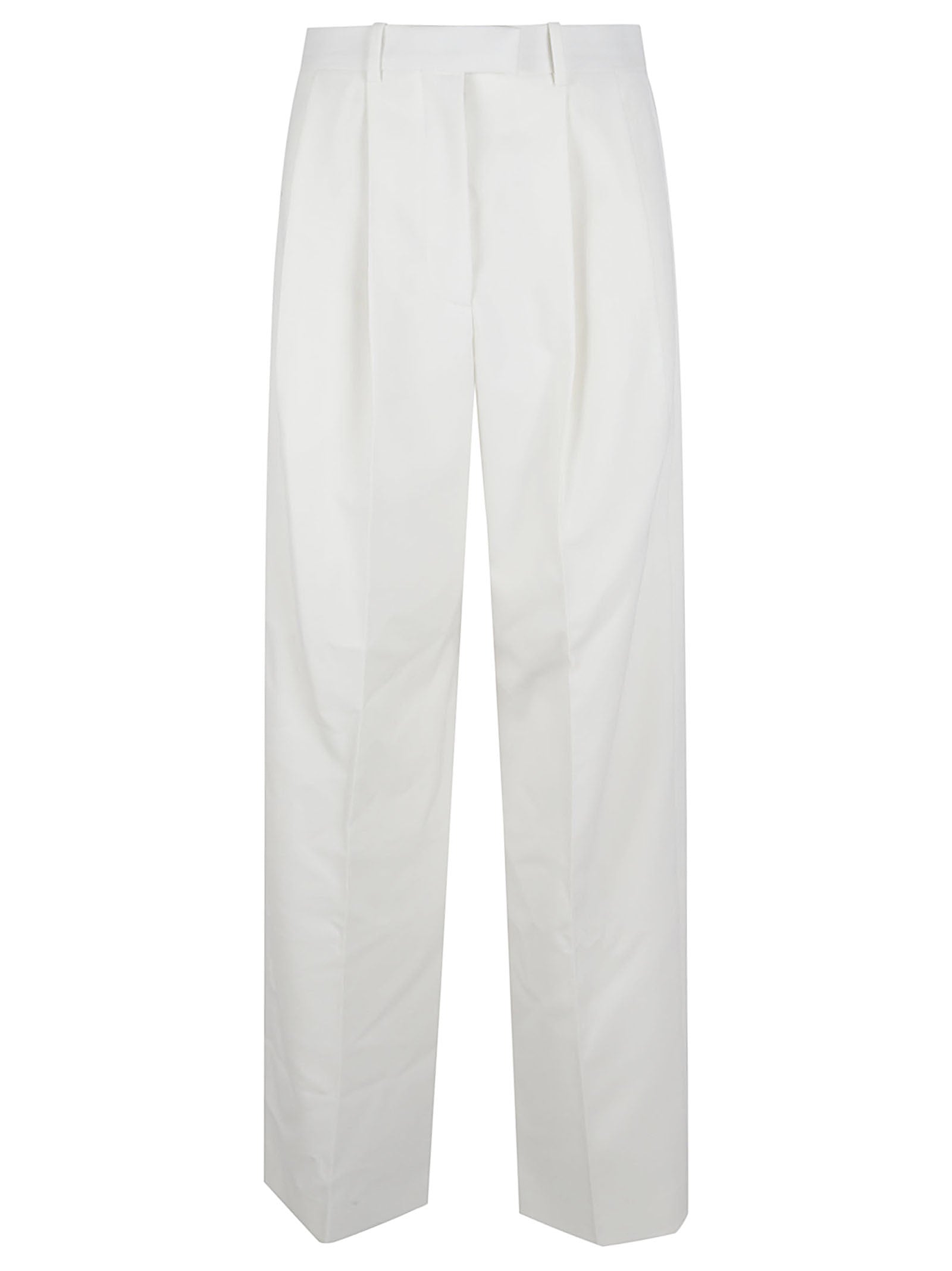 Tailored Trousers with Double Pleats and Polished Finish