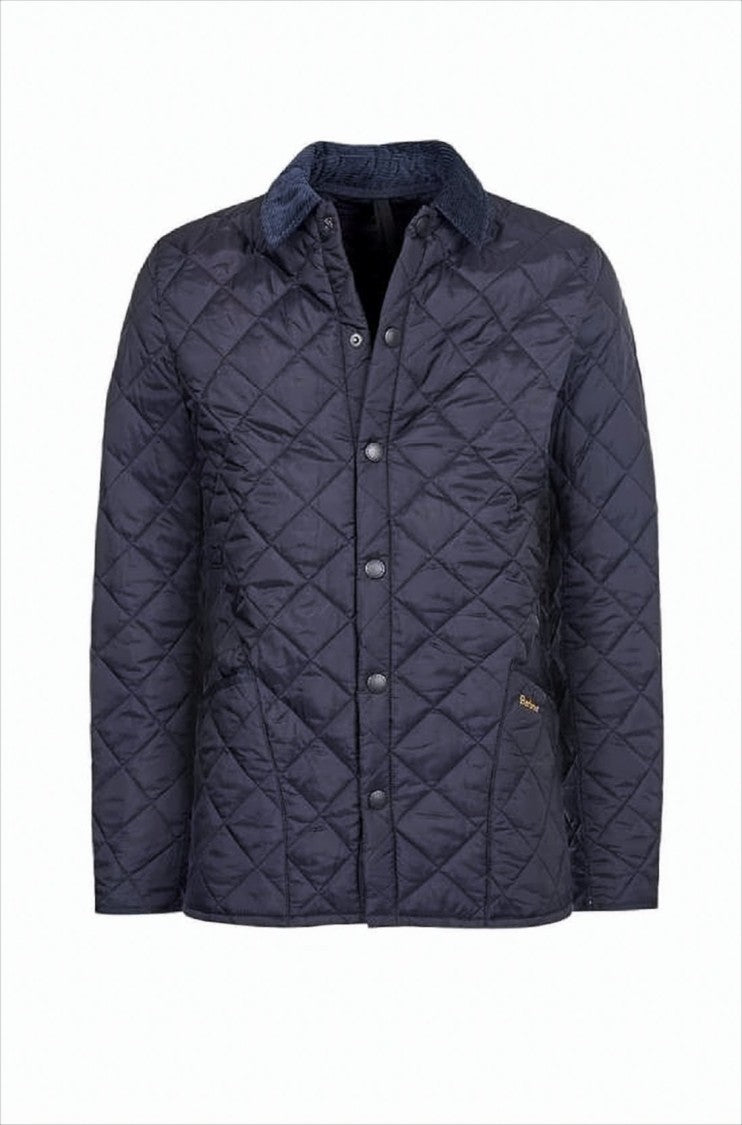 Quilted Blue Jacket with Corduroy Collar