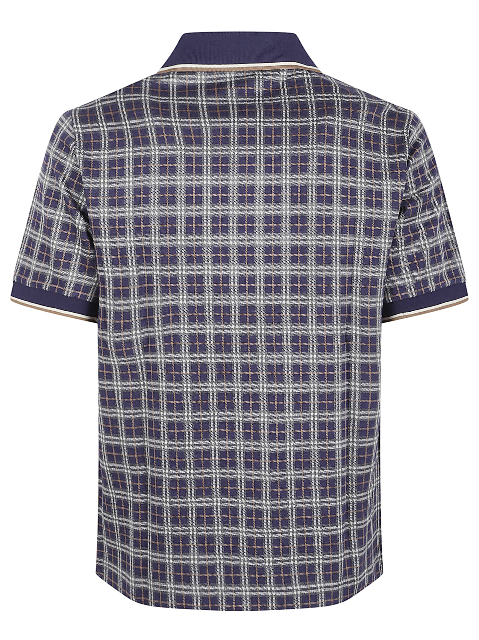 Checkered Polo Top with 3-Button Closure