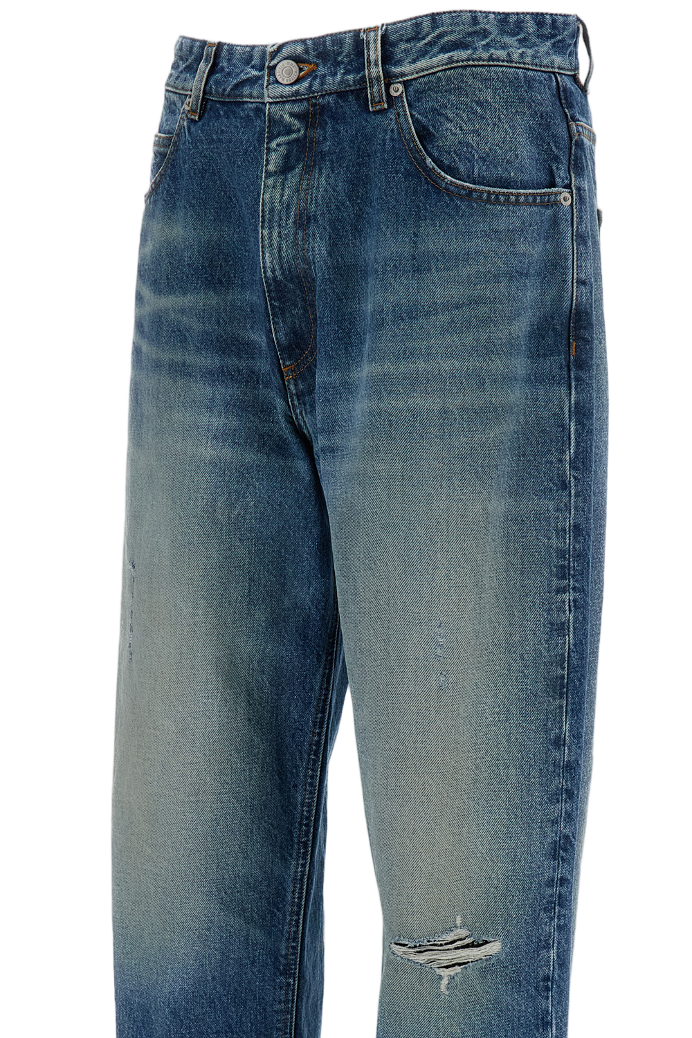 Distressed Wide-Leg Cotton Jeans