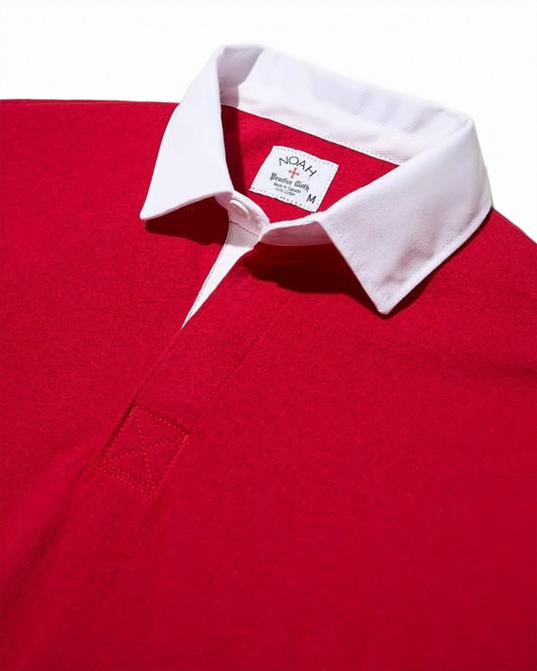 Red Long-Sleeve Polo Shirt with White Collar