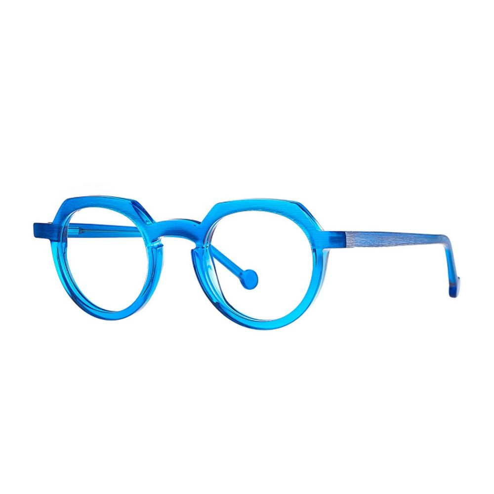 Ostrich Oval-Shape Transparent Blue Acetate Sunglasses