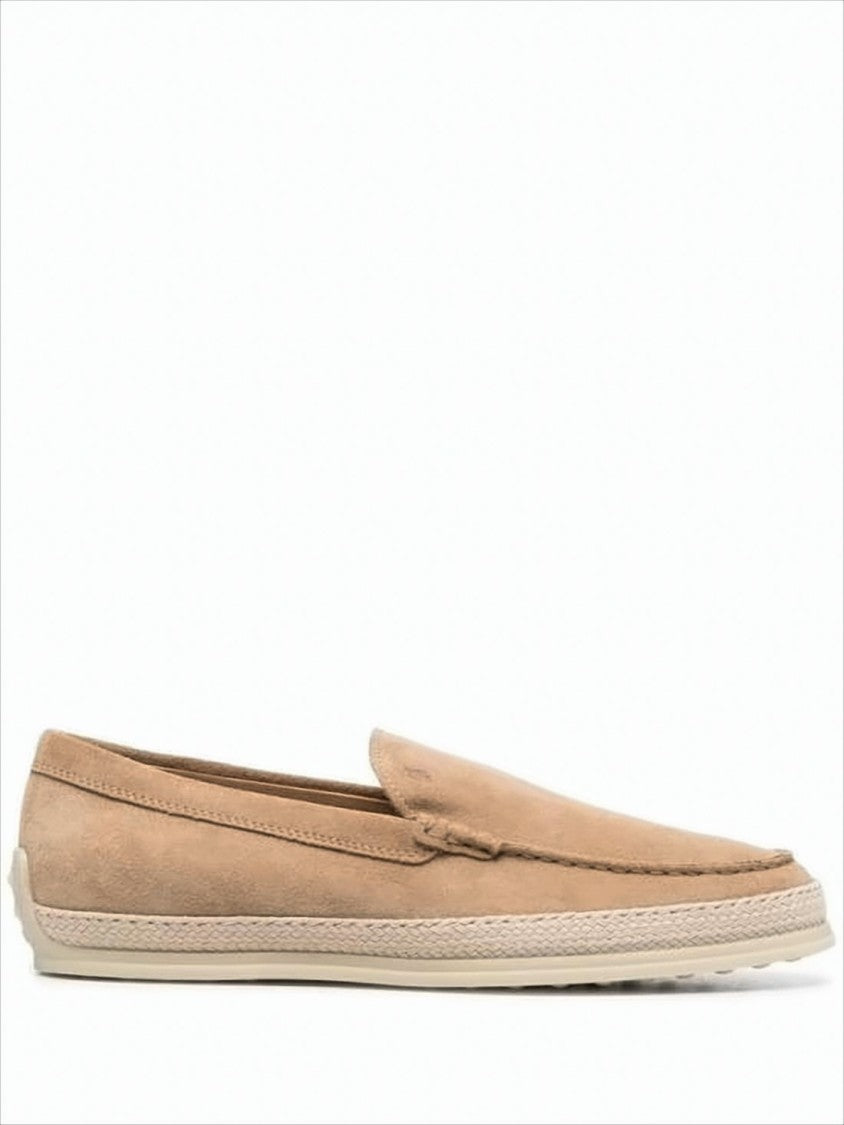 Brown Suede Loafer with Textured Rubber Sole