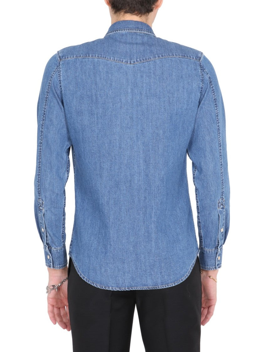 Pointed Collar Denim Shirt