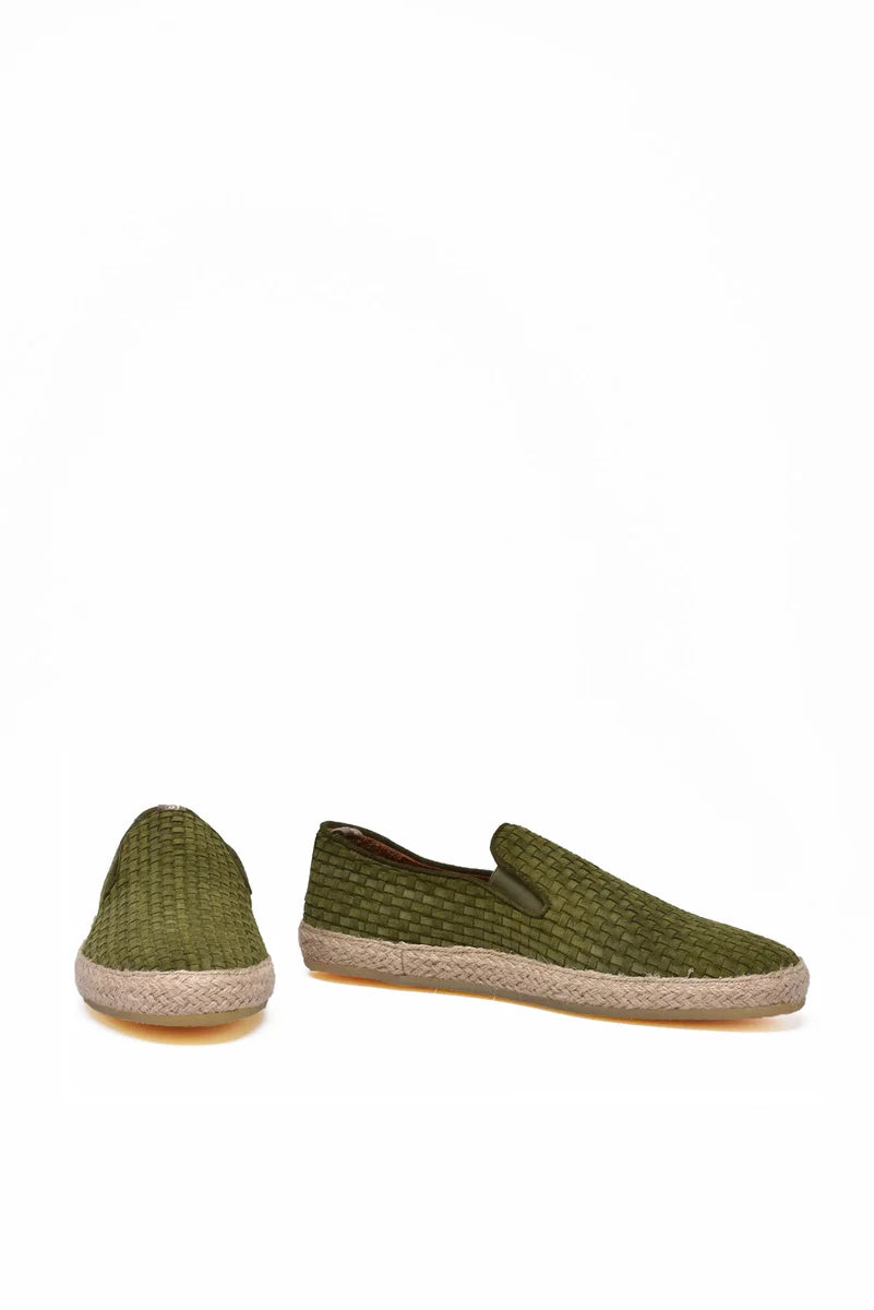 Suede Slip On - Olive Green