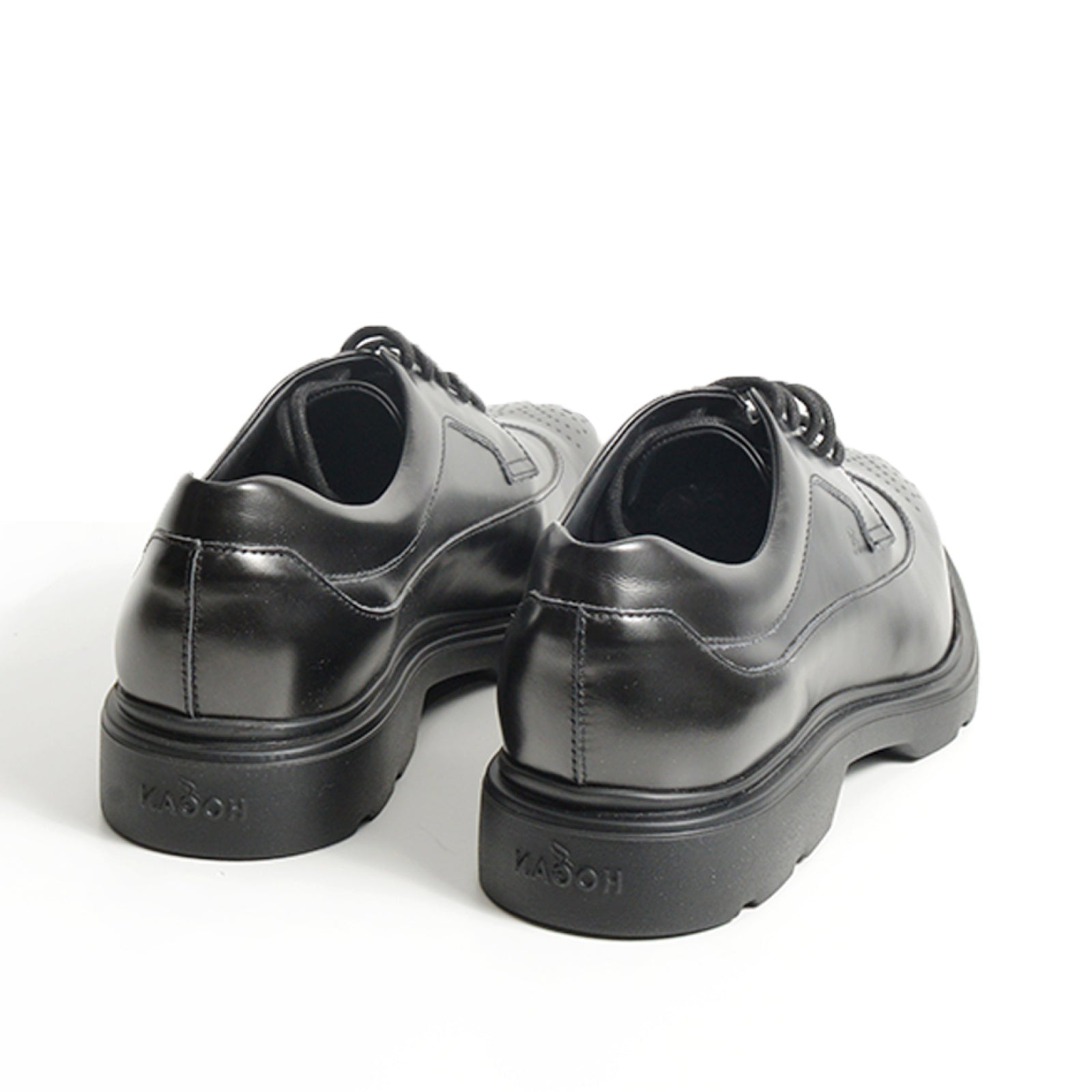 Black Brushed Leather Derby Shoes