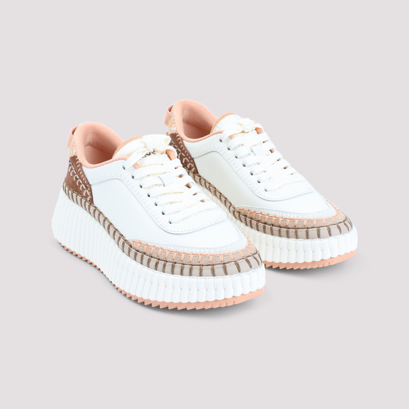 Chunky Sole Sneakers with Ribbed Texture