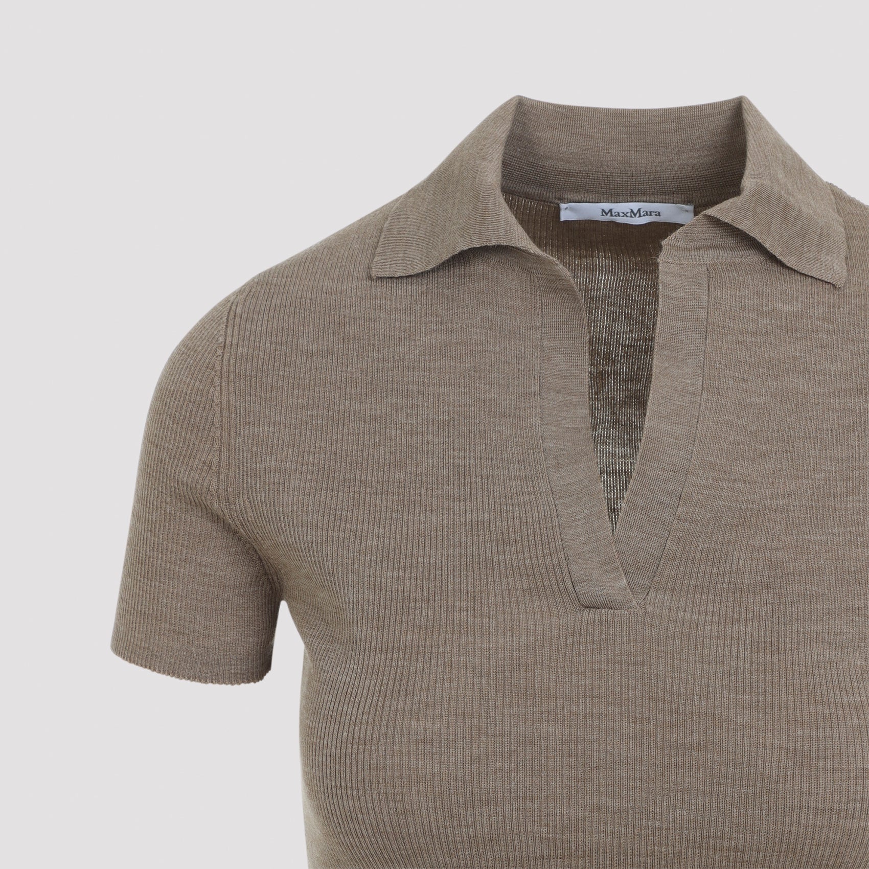 Fitted Short-Sleeved Virgin Wool Sweater