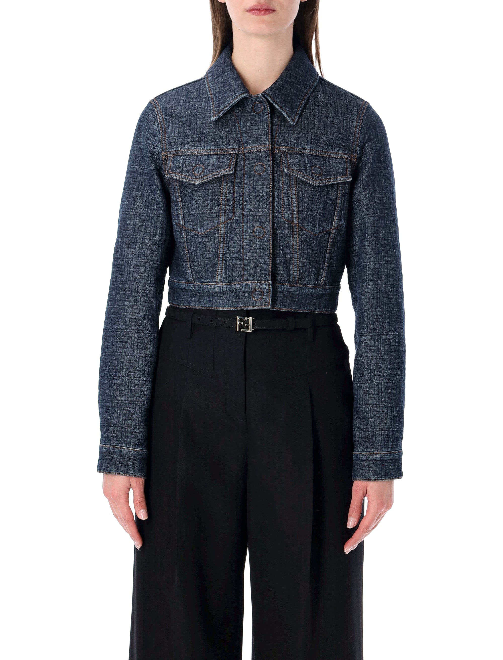 Cropped Padded Denim Jacket