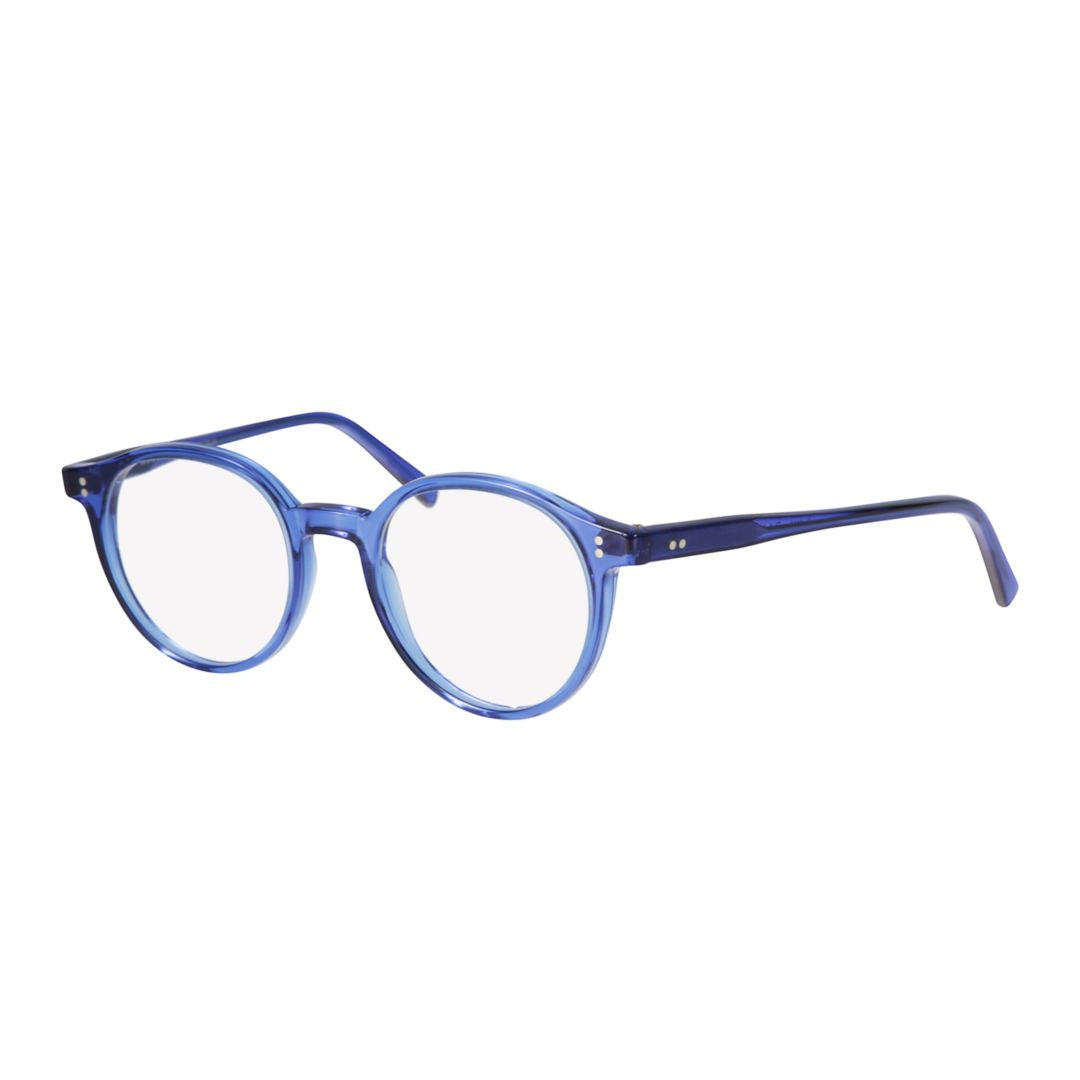 Panto/N Translucent Blue Round Frame Eyeglasses with Metallic Accents