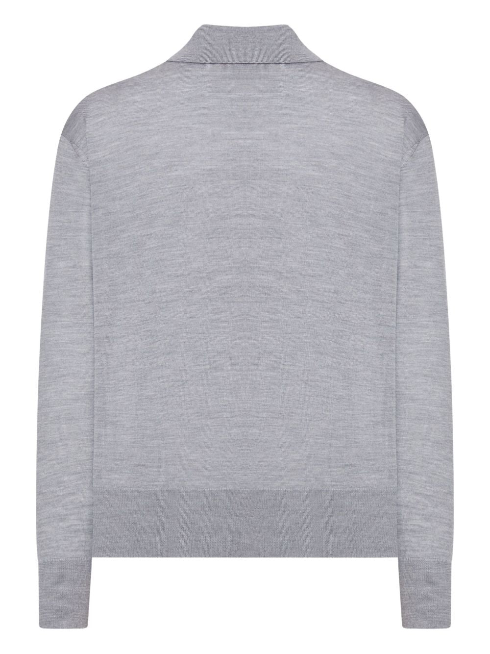 Long-Sleeved Grey Wool Polo