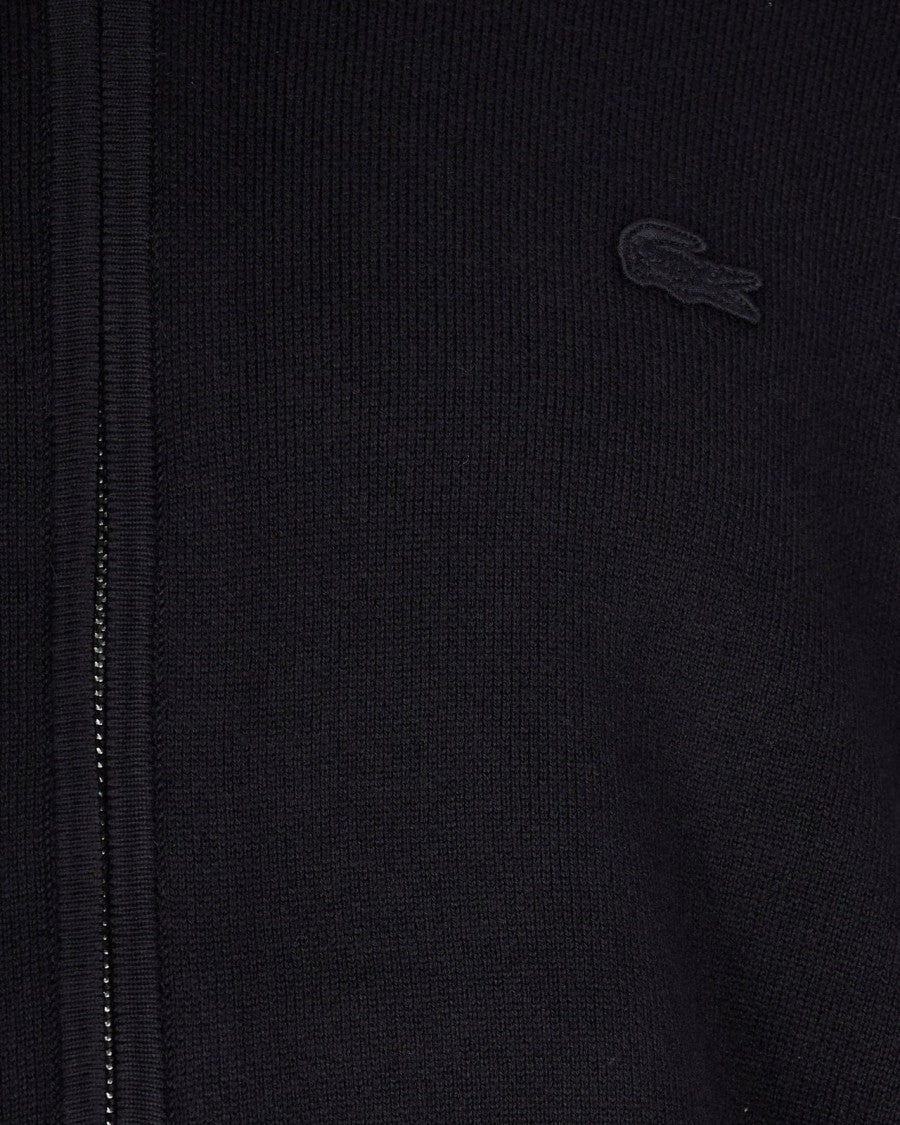 Men's Black Zip-Up Sweatshirt With Bomber Collar