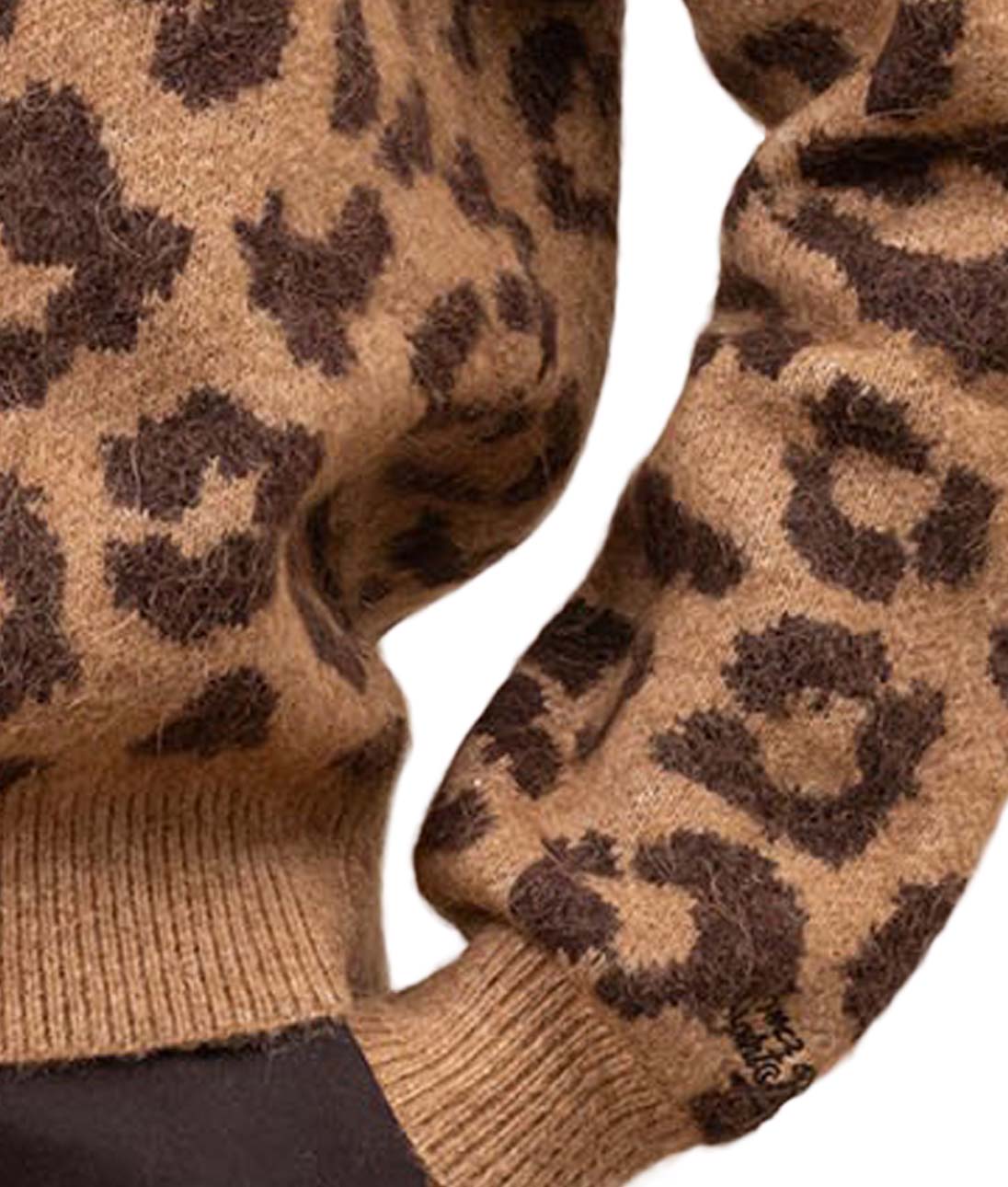 Cropped Sweater with All-Over Leopard Print