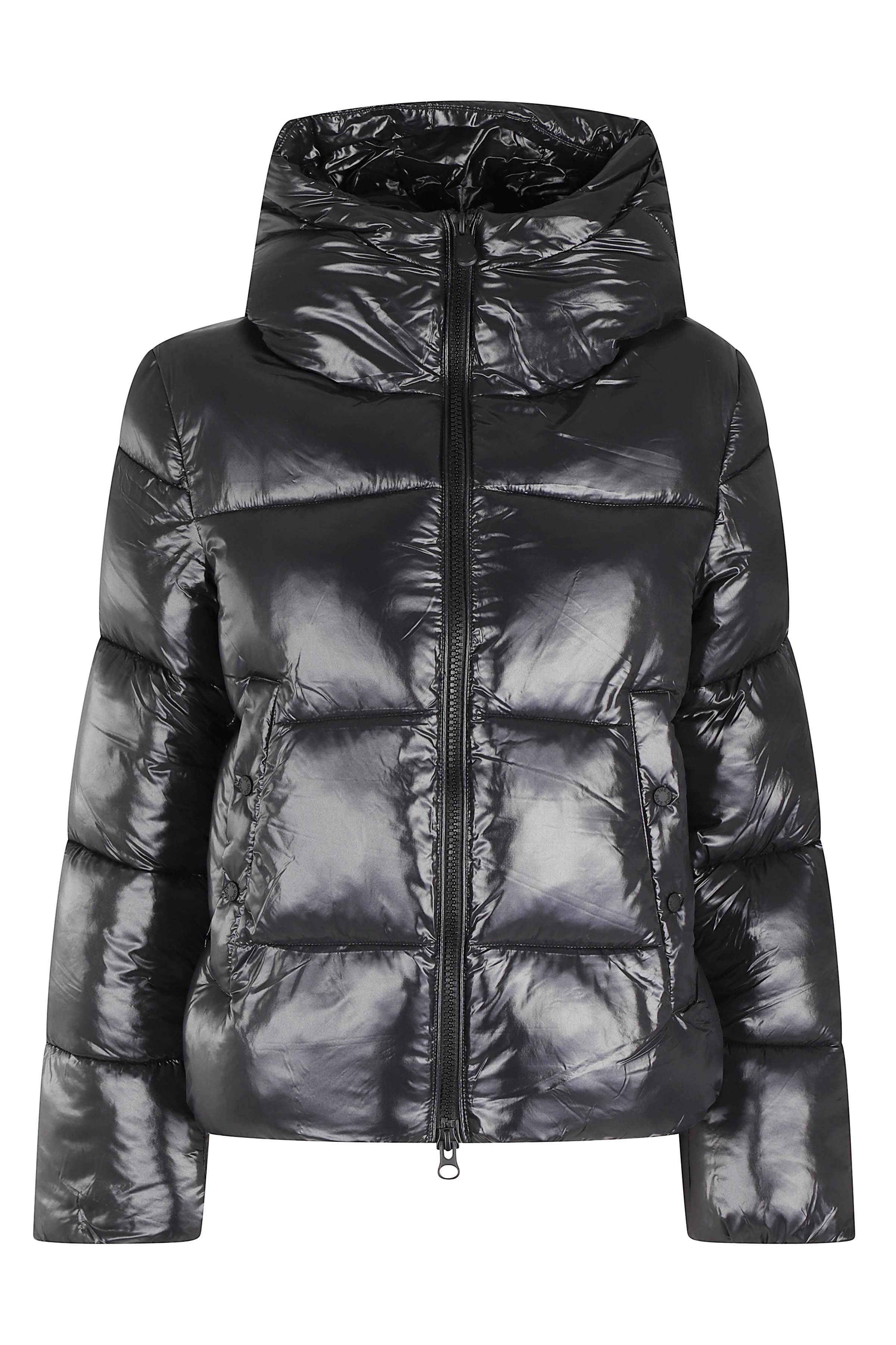 Shiny Quilted Down Jacket with Hood