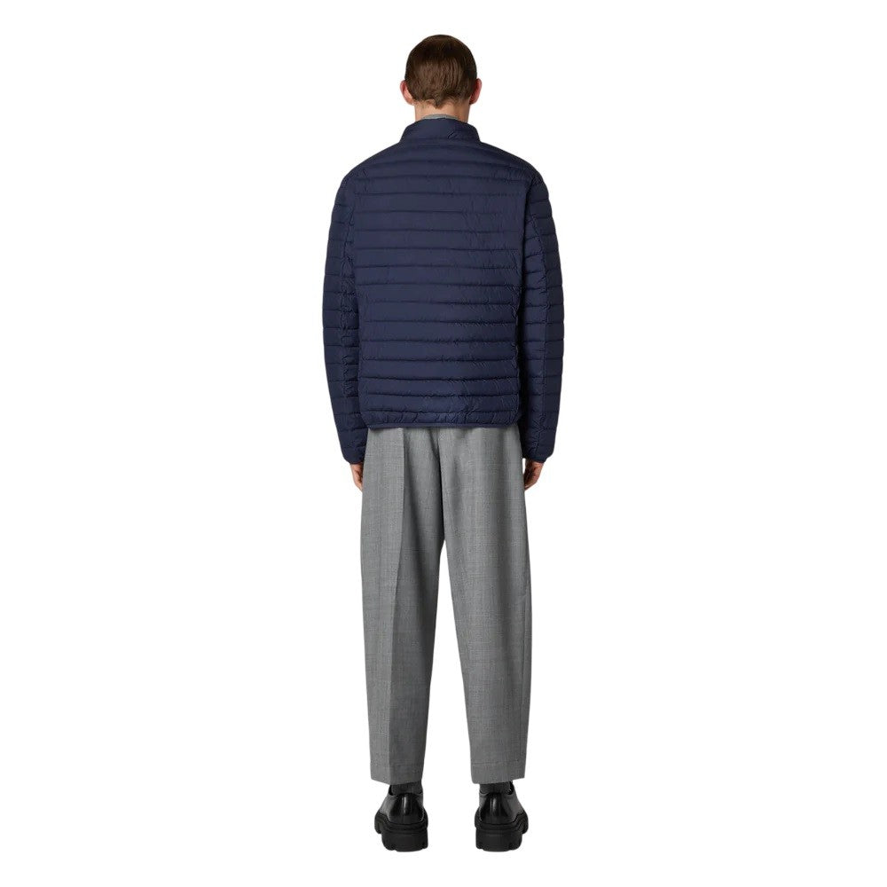 Functional Blue Jacket With Stand-Up Collar And Double-Slider Zip