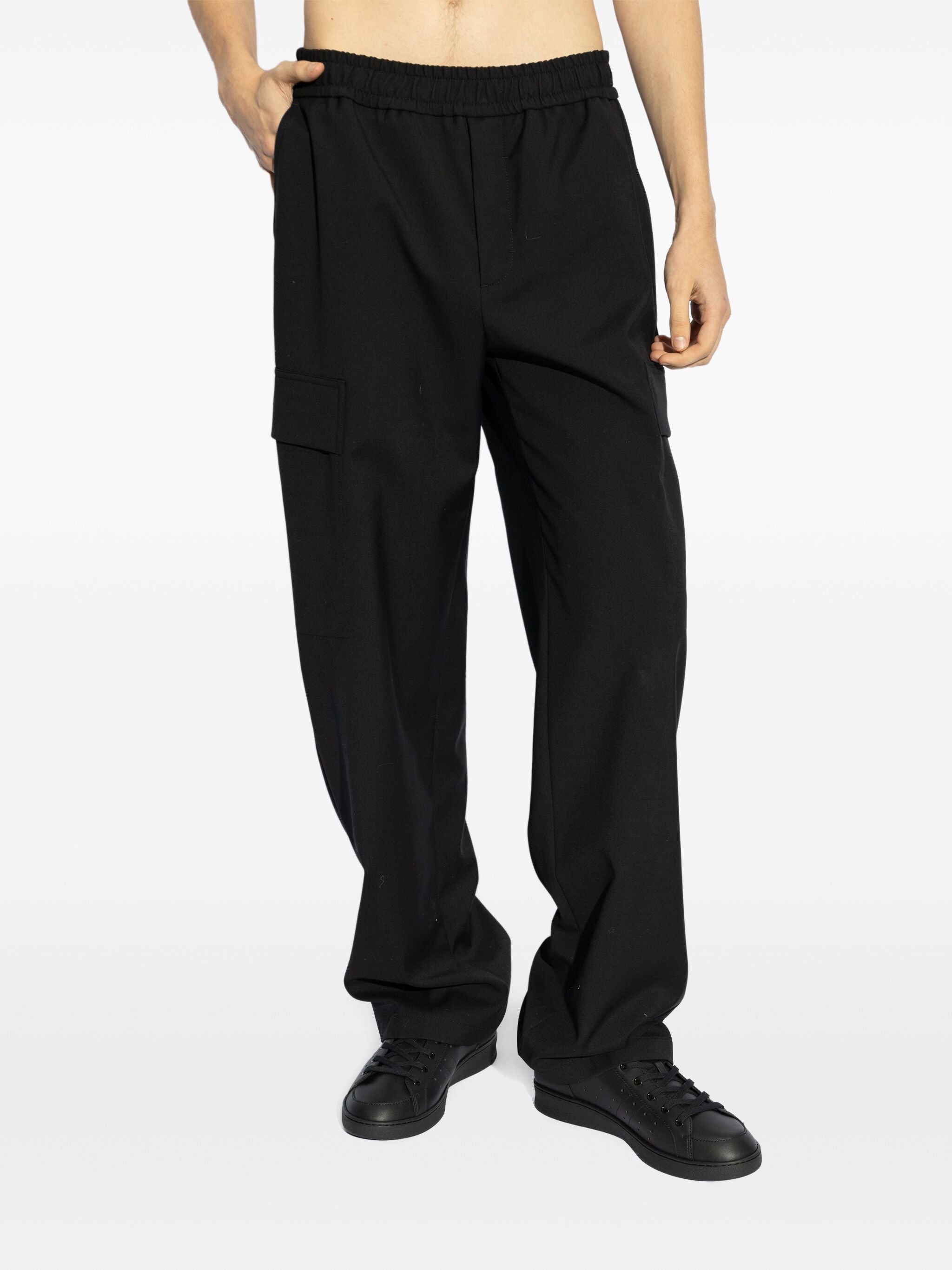 Regular Fit Black Virgin Wool Trousers