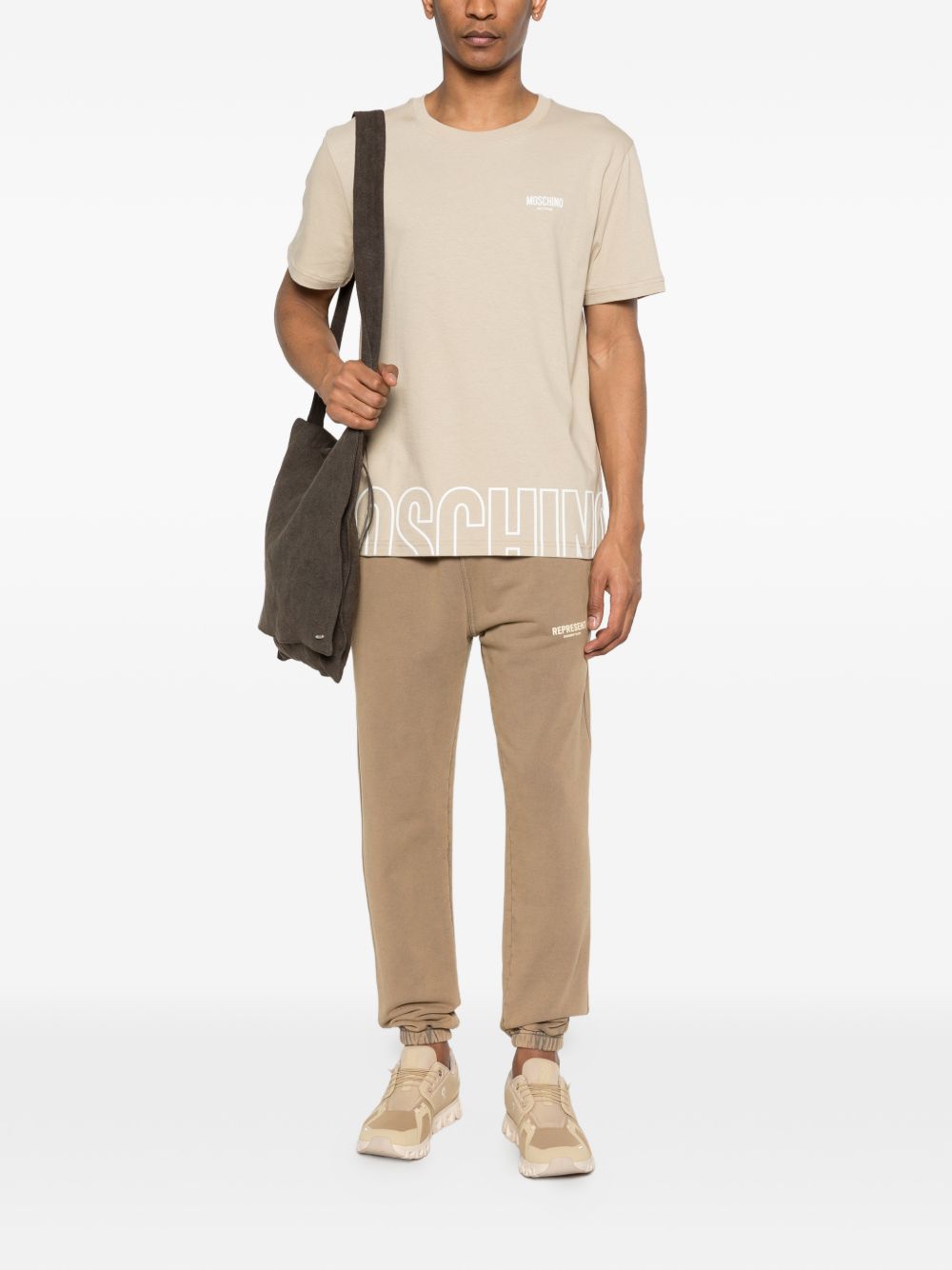 Beige Logo Lettering T-Shirt