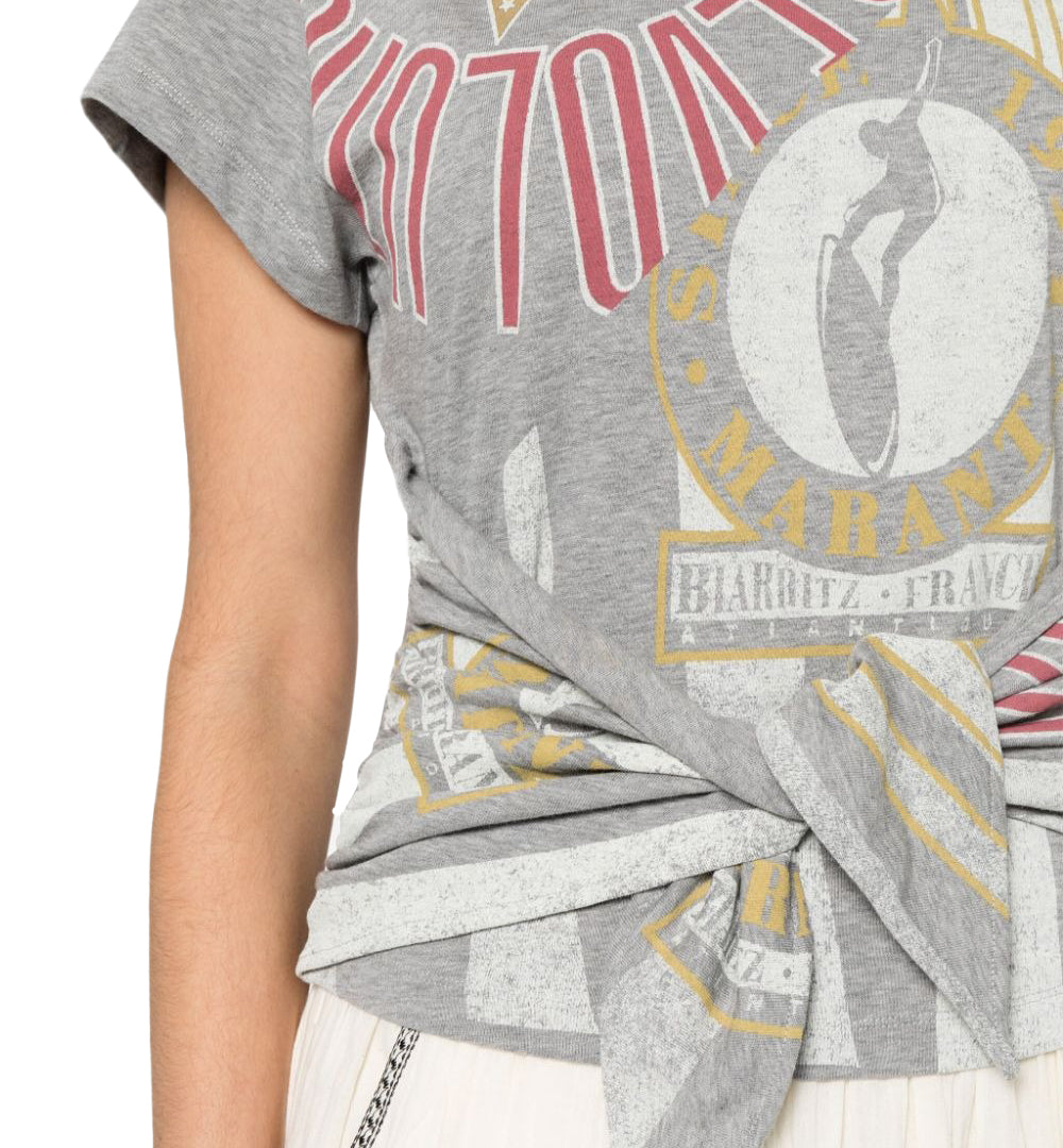 Short-Sleeve T-Shirt with Front Knot Design