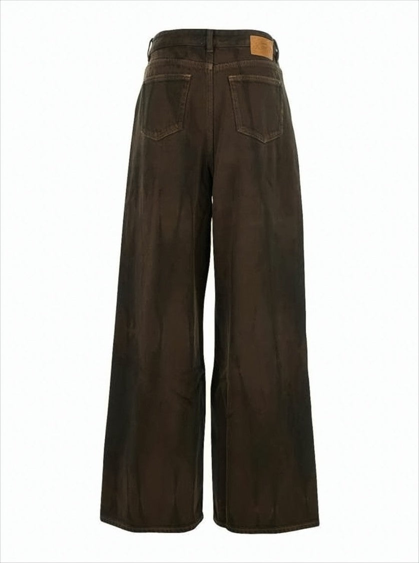 High-Waisted Wide-Leg Denim Pants with Five-Pocket Design